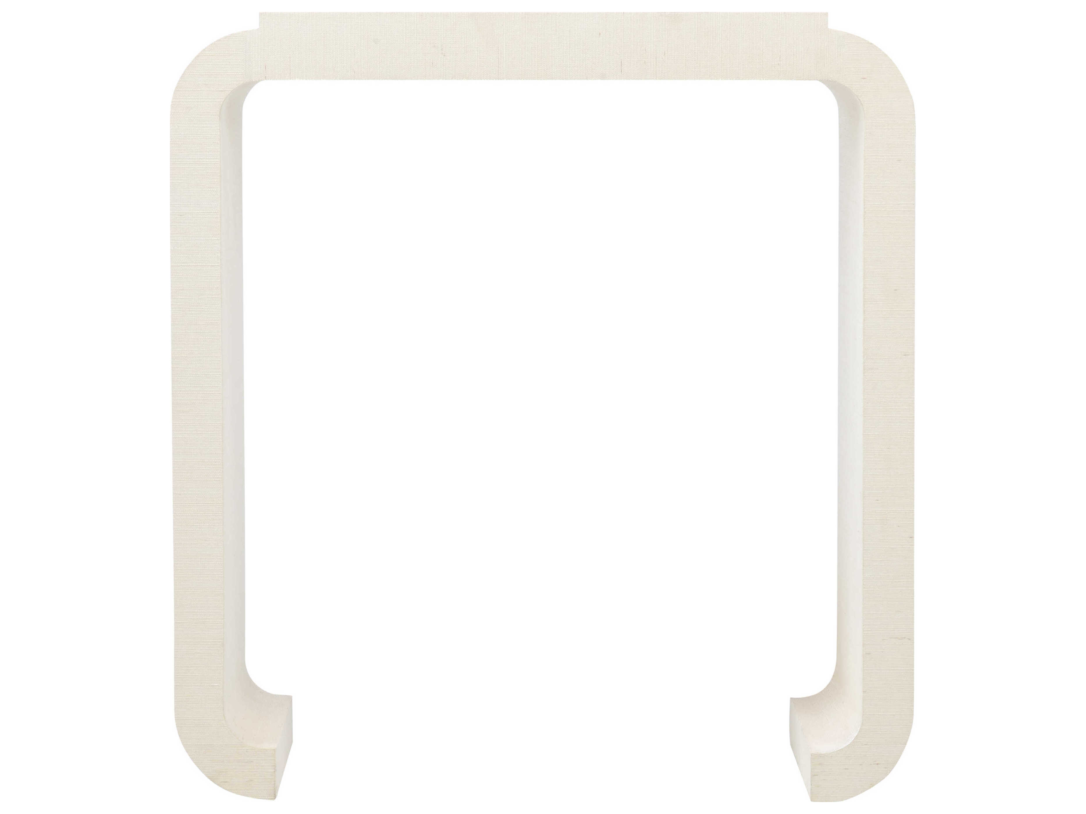 Wildwood Notched Waterfall Rectangular Fabric White Console Table