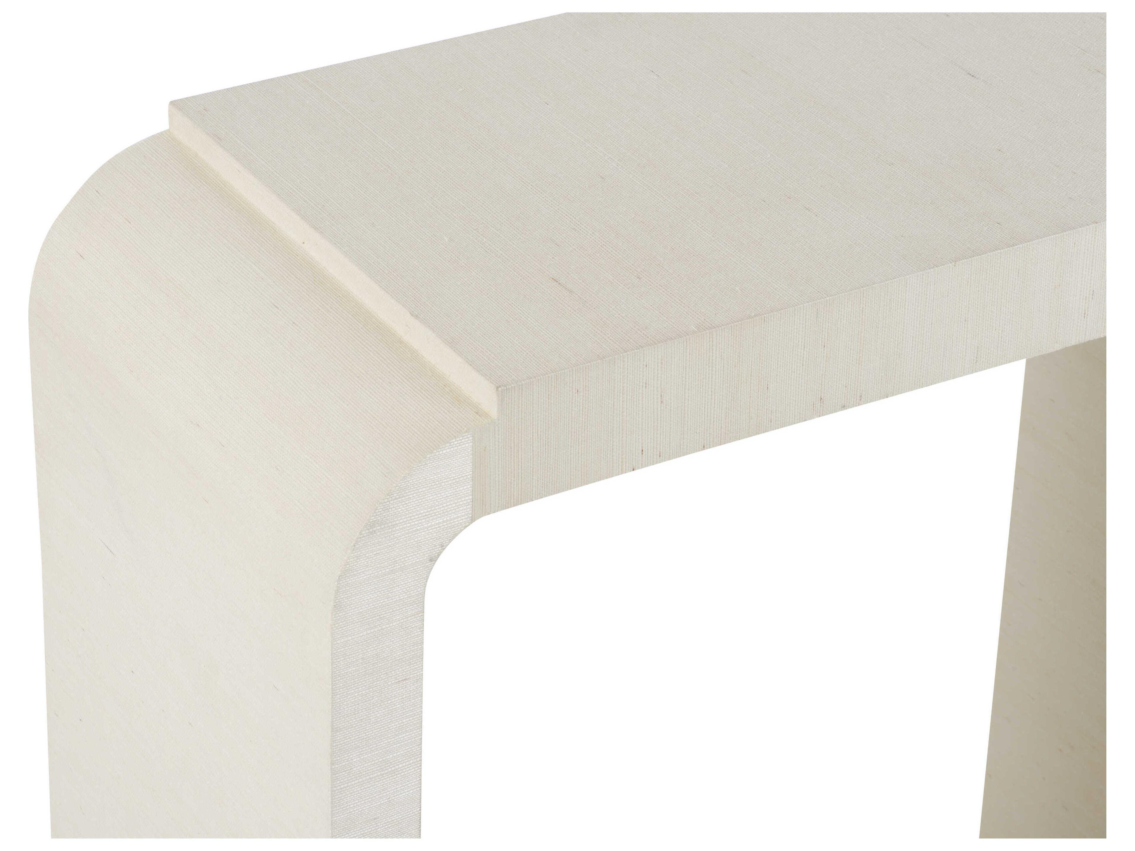 Wildwood Notched Waterfall Rectangular Fabric White Console Table