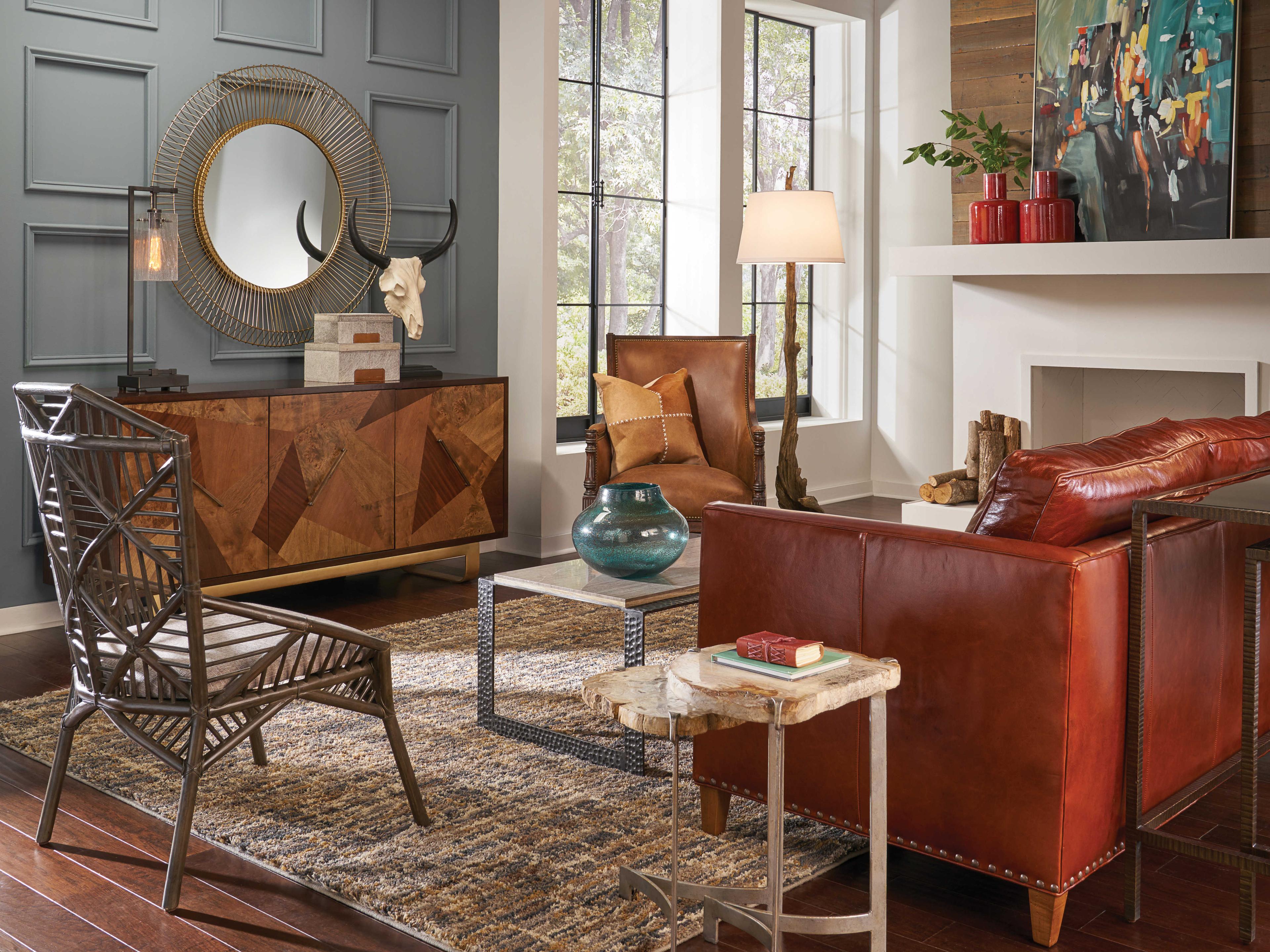 Wildwood Olmsted Oakwood White Linen Floor Lamp