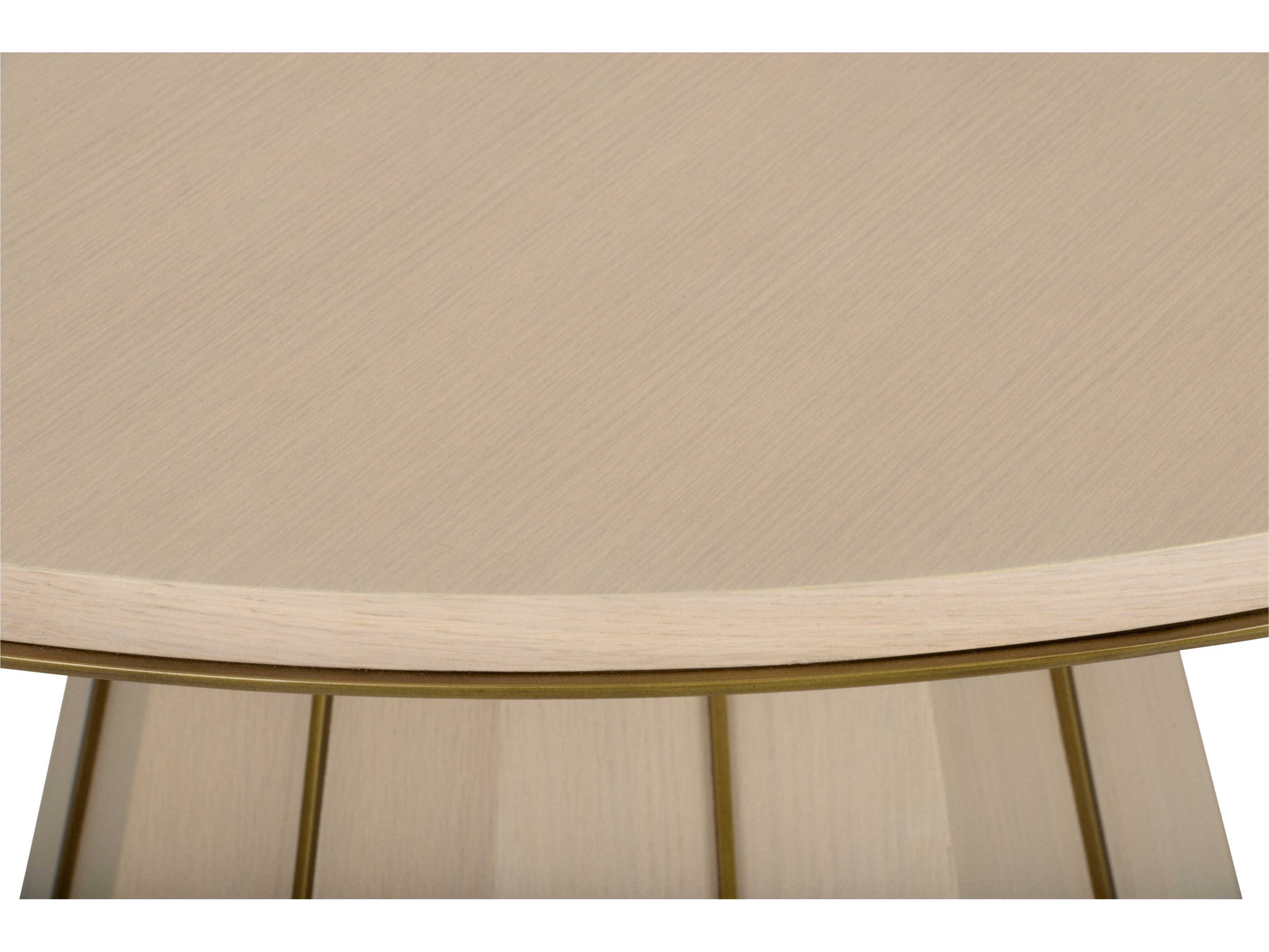 Wildwood Clint Round Wood Rift Cut White Oak Antique Brass Dining Table