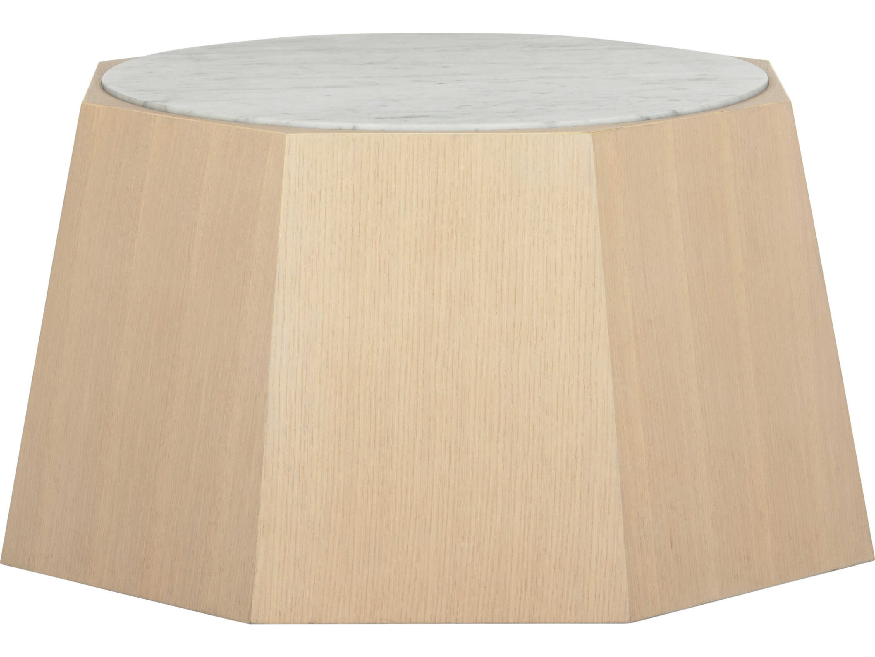 Wildwood Laurence Round Marble Rift Cut White Oak Natural Coffee Table