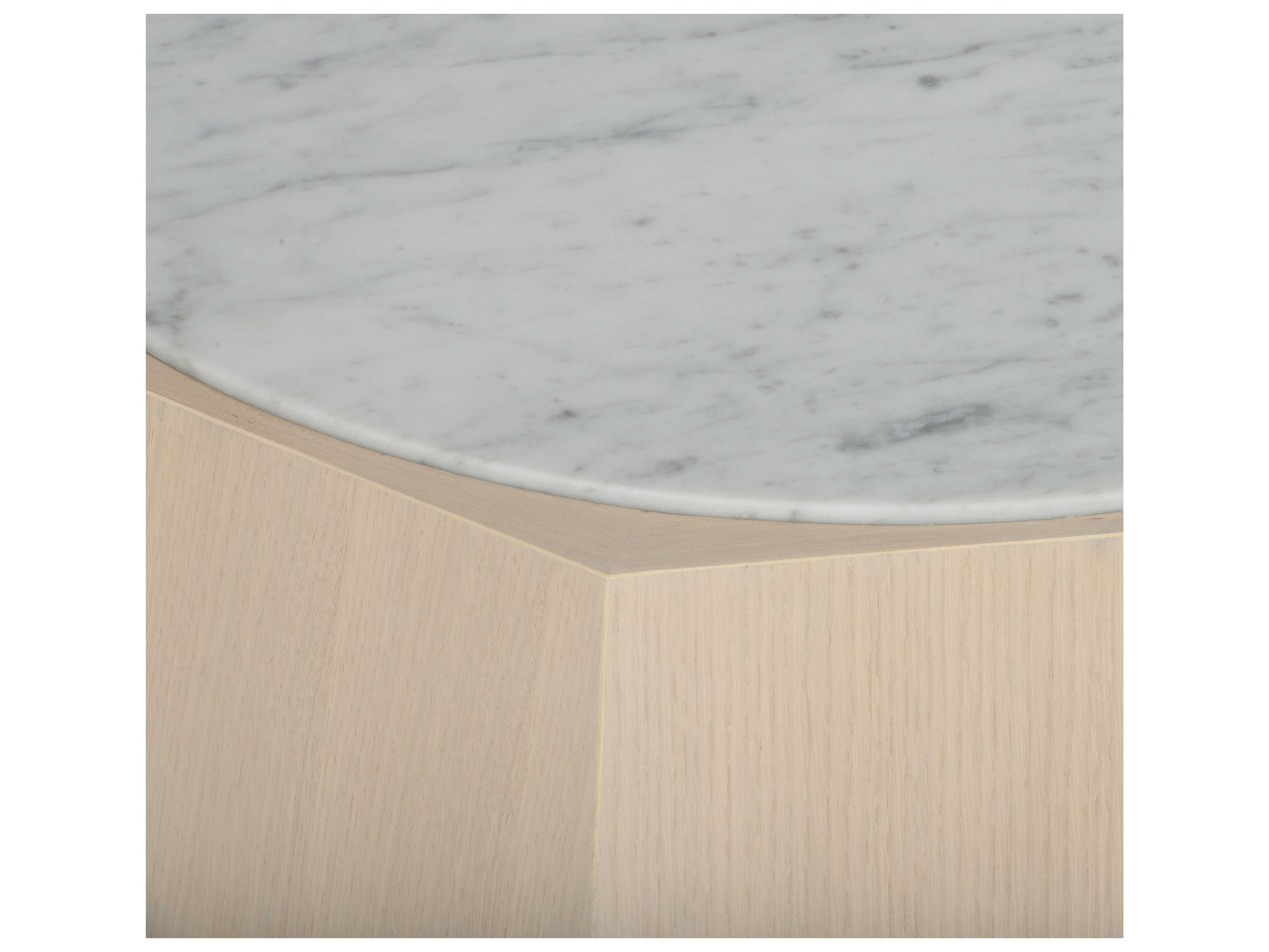 Wildwood Laurence Round Marble Rift Cut White Oak Natural Coffee Table