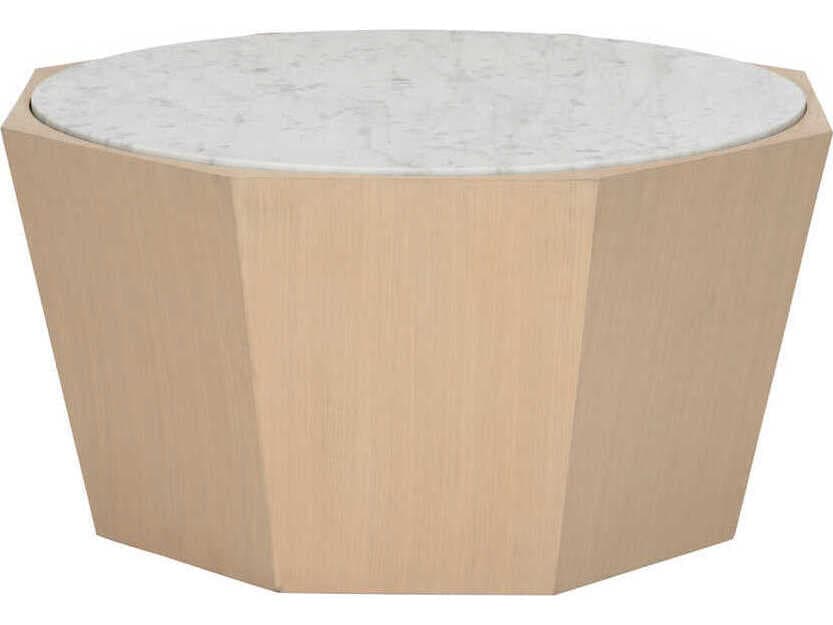 Wildwood Laurence Inverted Round Marble Rift Cut White Oak Natural Coffee Table