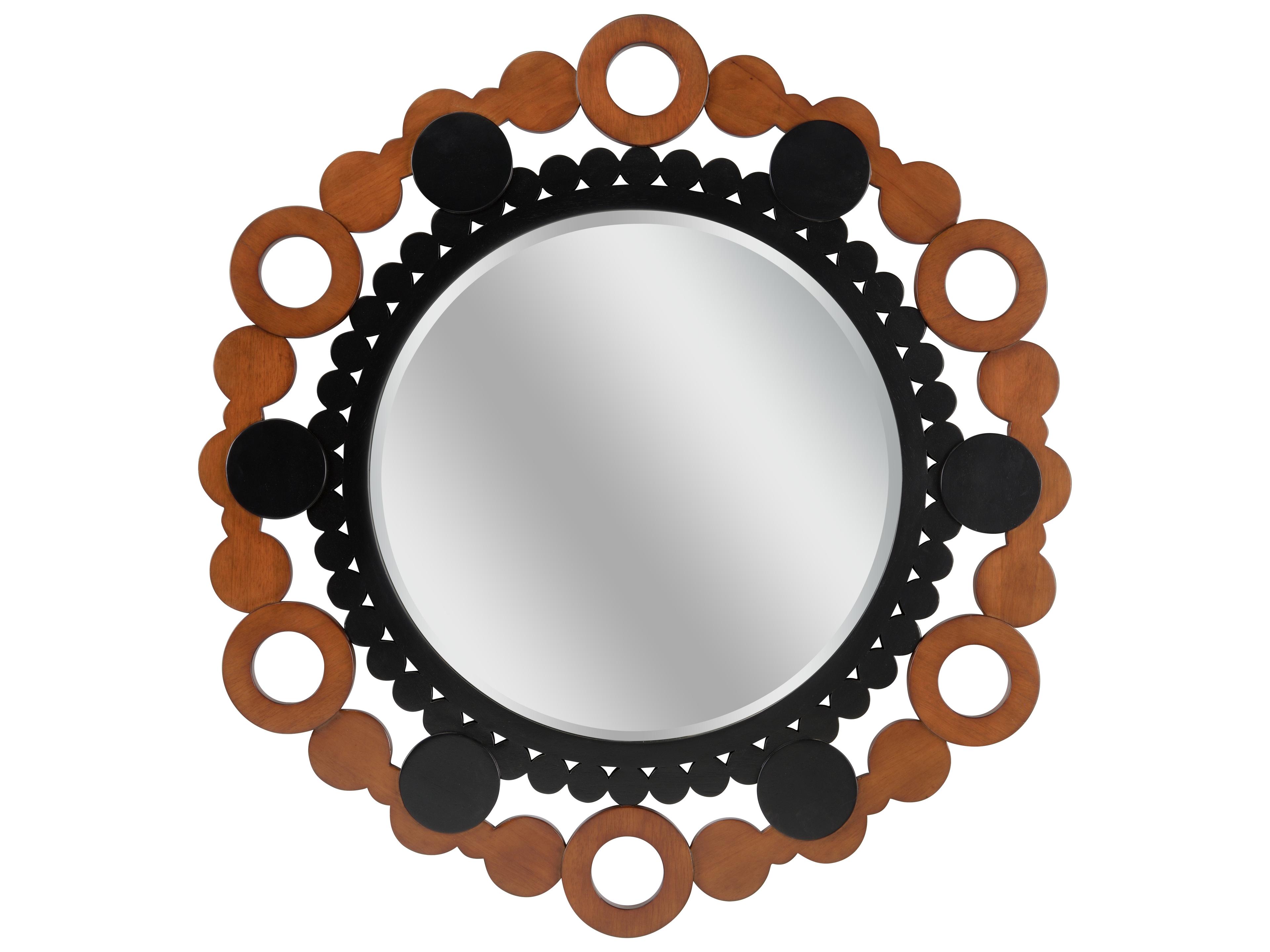 Wildwood Gwen Walnut Black Lacquer Wall Mirror Round