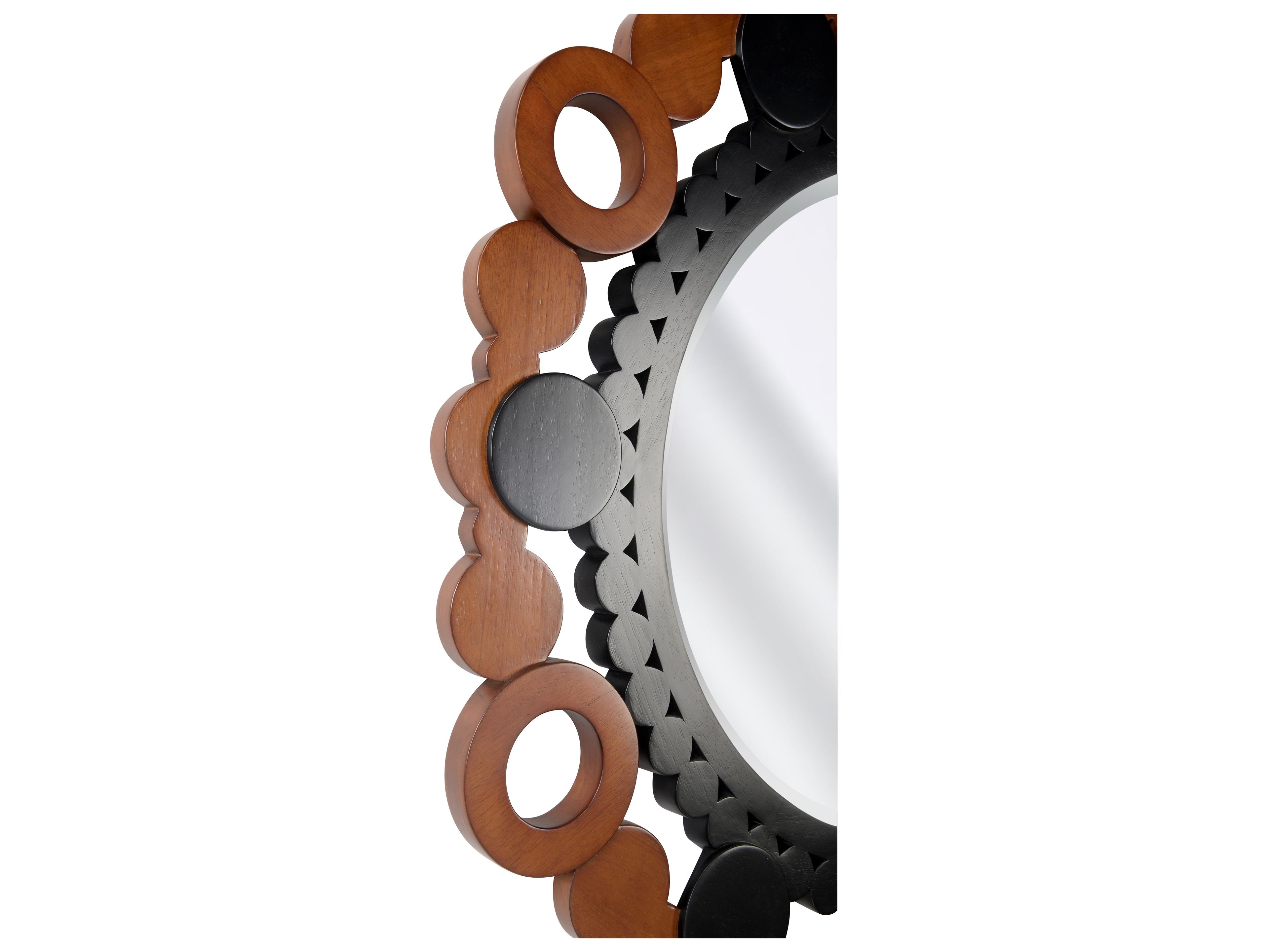 Wildwood Gwen Walnut Black Lacquer Wall Mirror Round