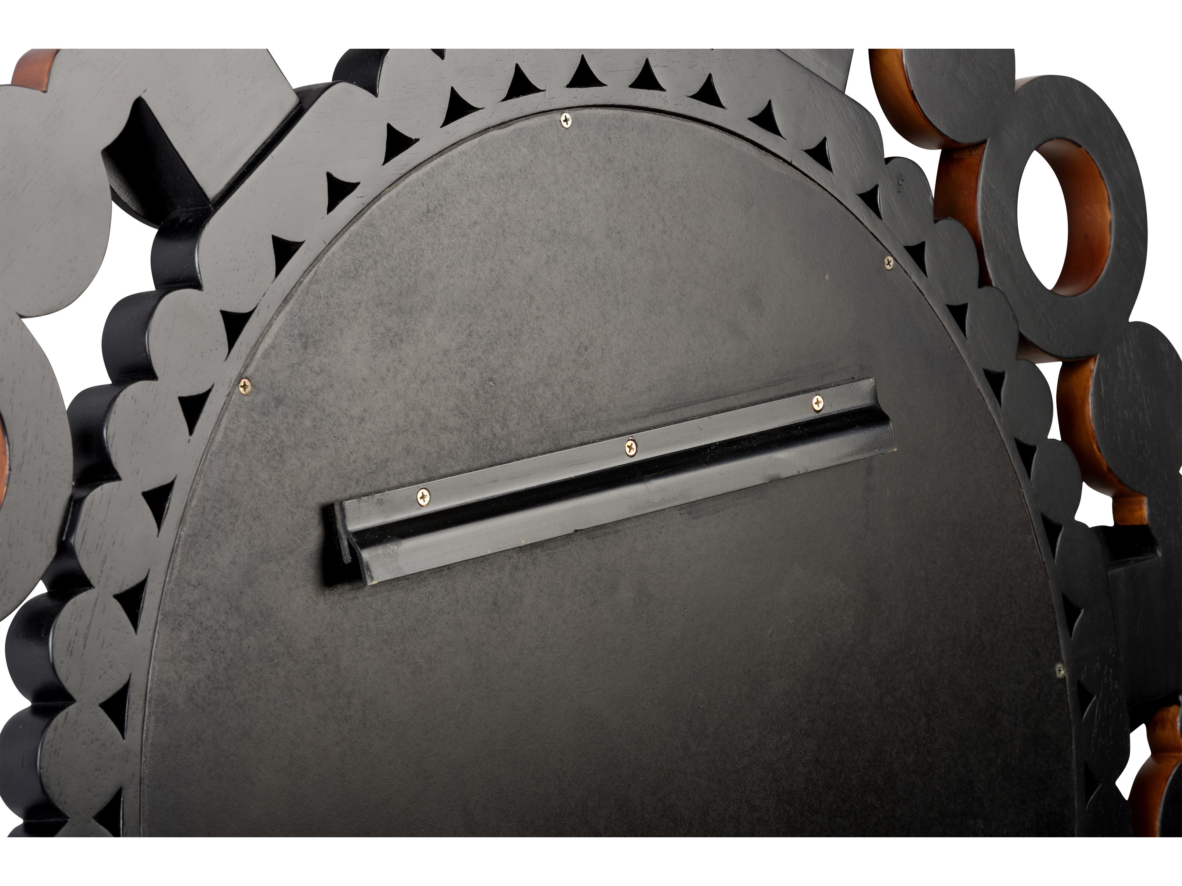 Wildwood Gwen Walnut Black Lacquer Wall Mirror Round