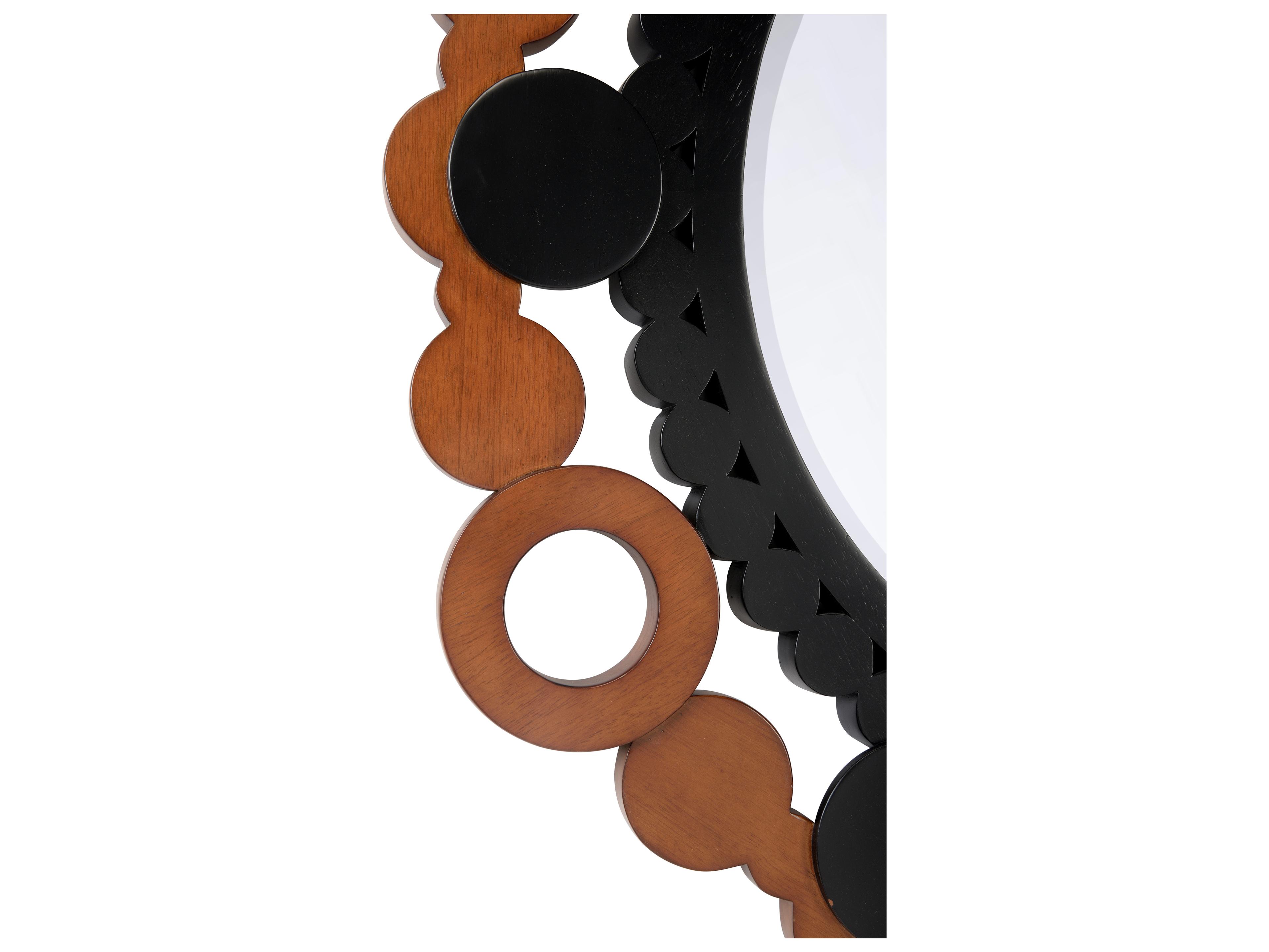 Wildwood Gwen Walnut Black Lacquer Wall Mirror Round