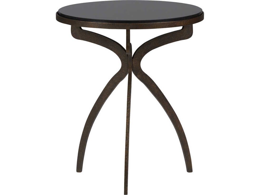 Wildwood Drake Round Marble Bronze End Table