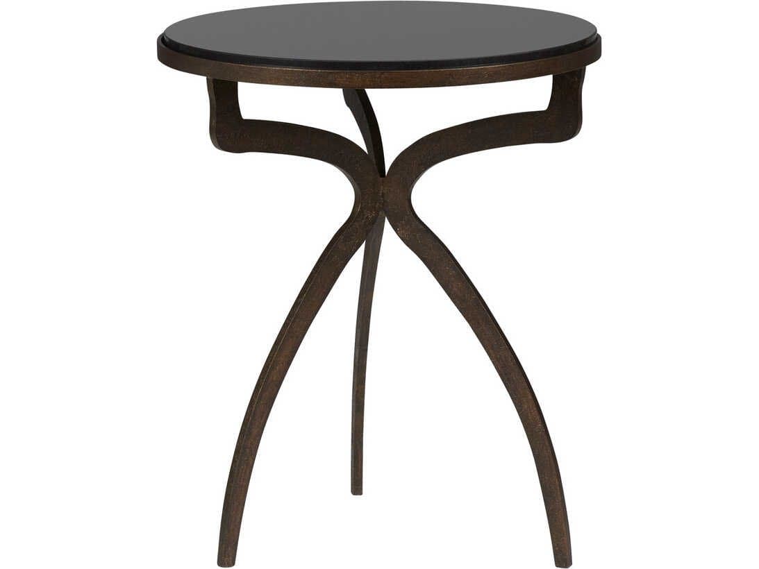 Wildwood Drake Round Marble Bronze End Table