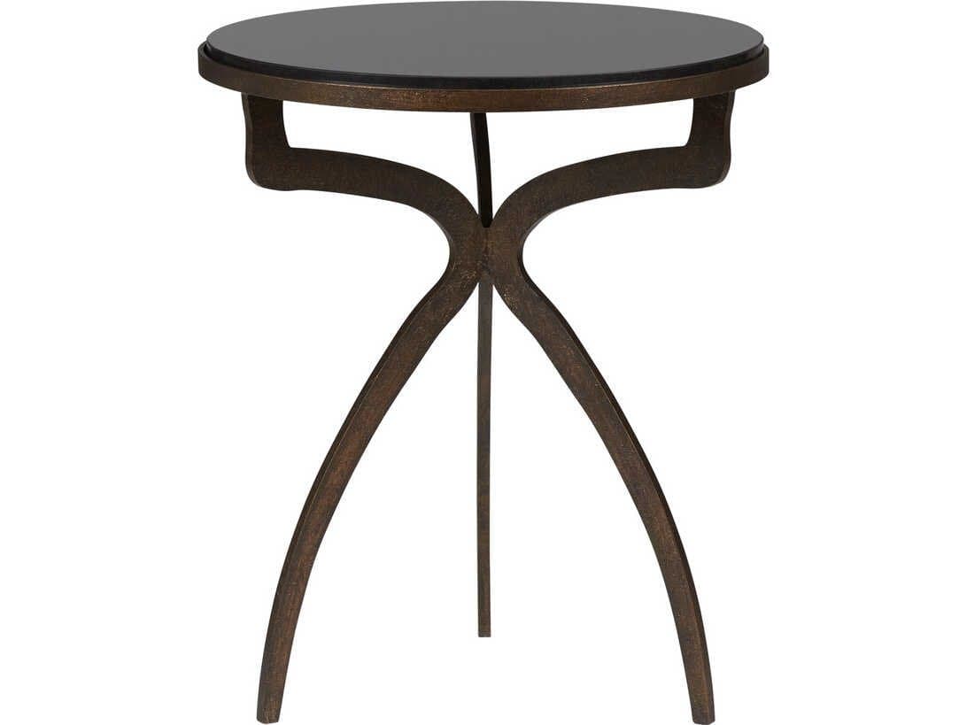 Wildwood Drake Round Marble Bronze End Table