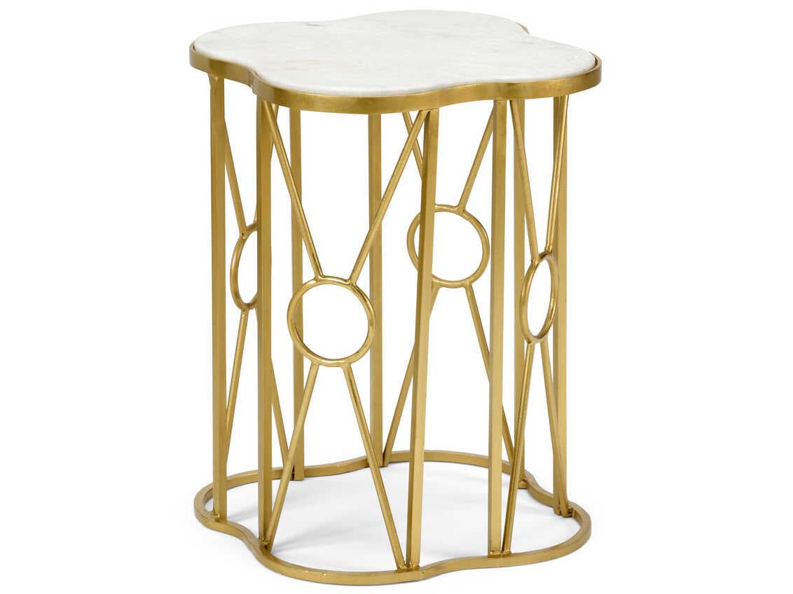 Wildwood Quadrafoil Marble Antique Brass Coffee Table