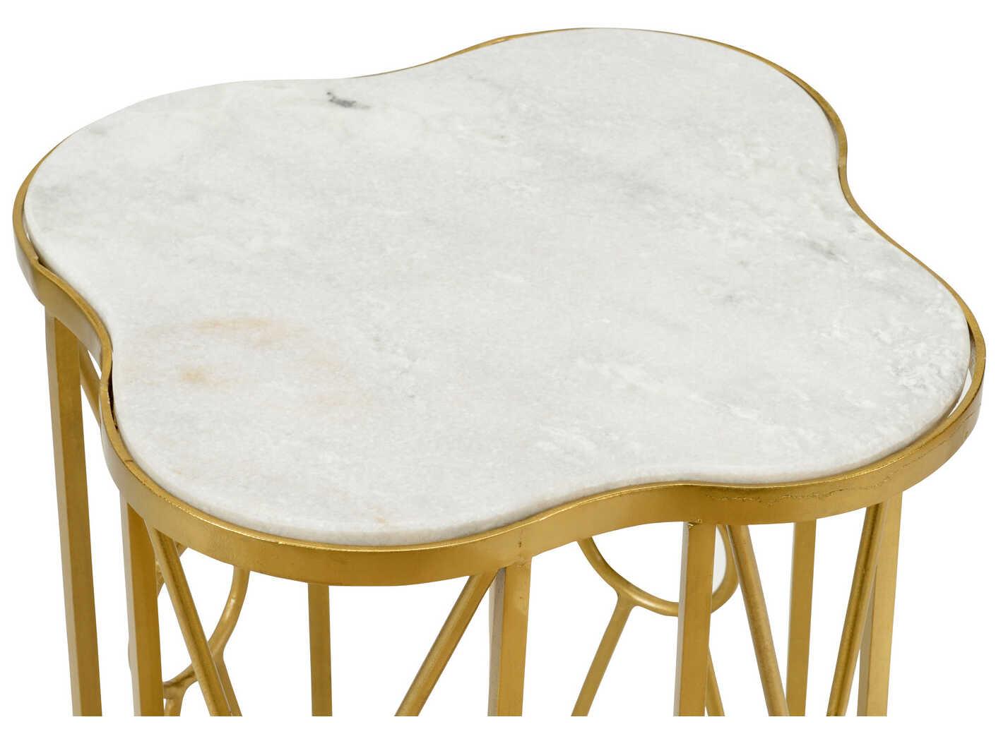 Wildwood Quadrafoil Marble Antique Brass Coffee Table