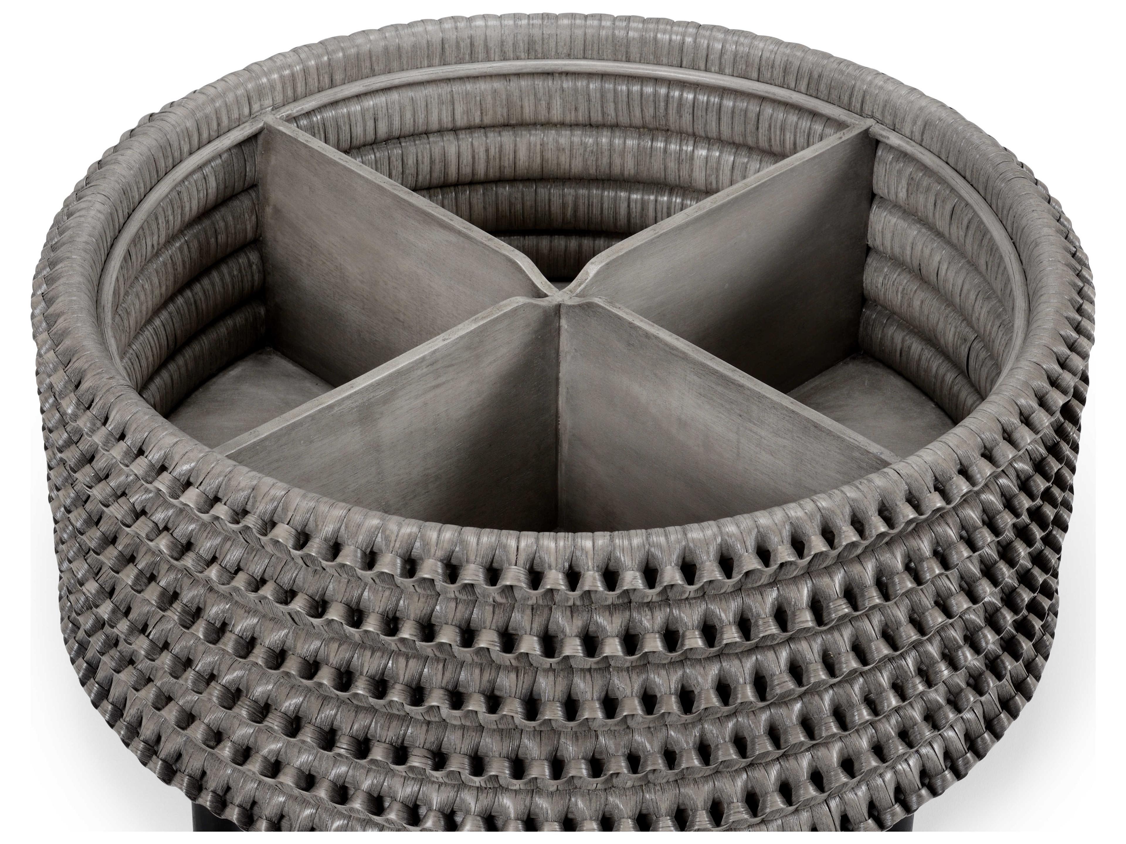 Wildwood Christopher Round Wicker Ash Gray Coffee Table