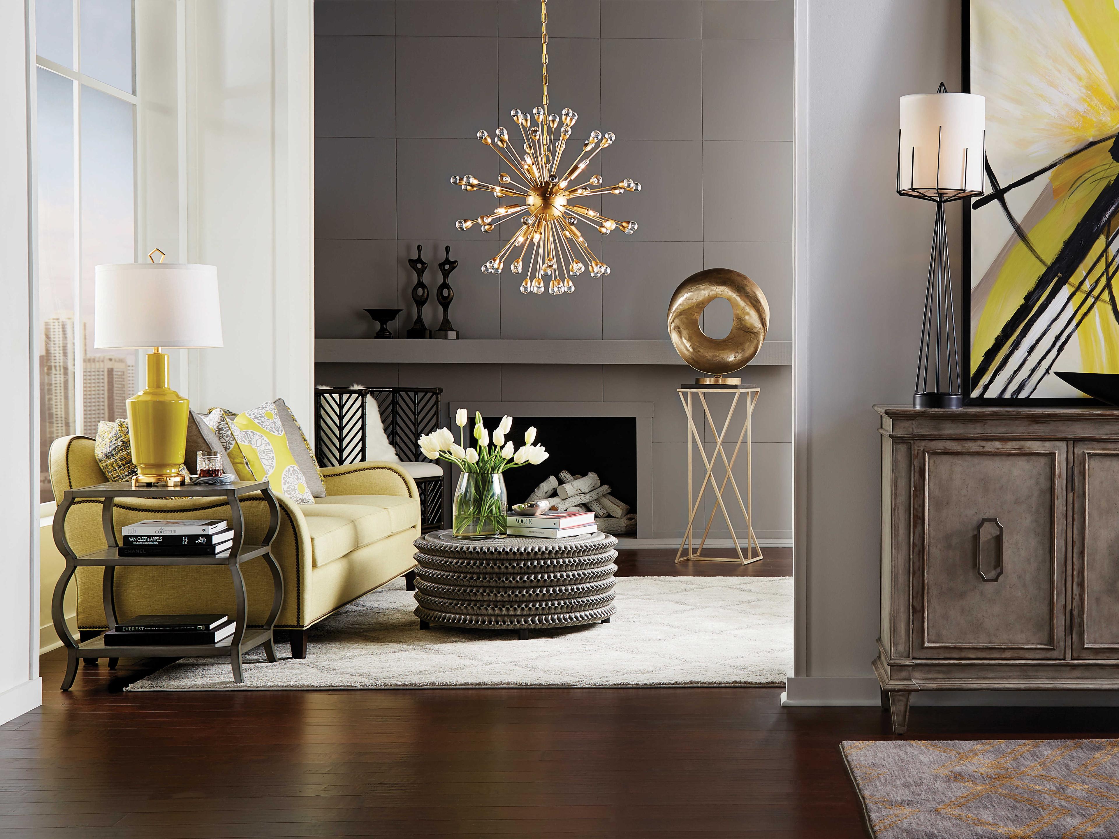 Wildwood Malcolm Rectangular Stone Natural Black Gold Leaf End Table