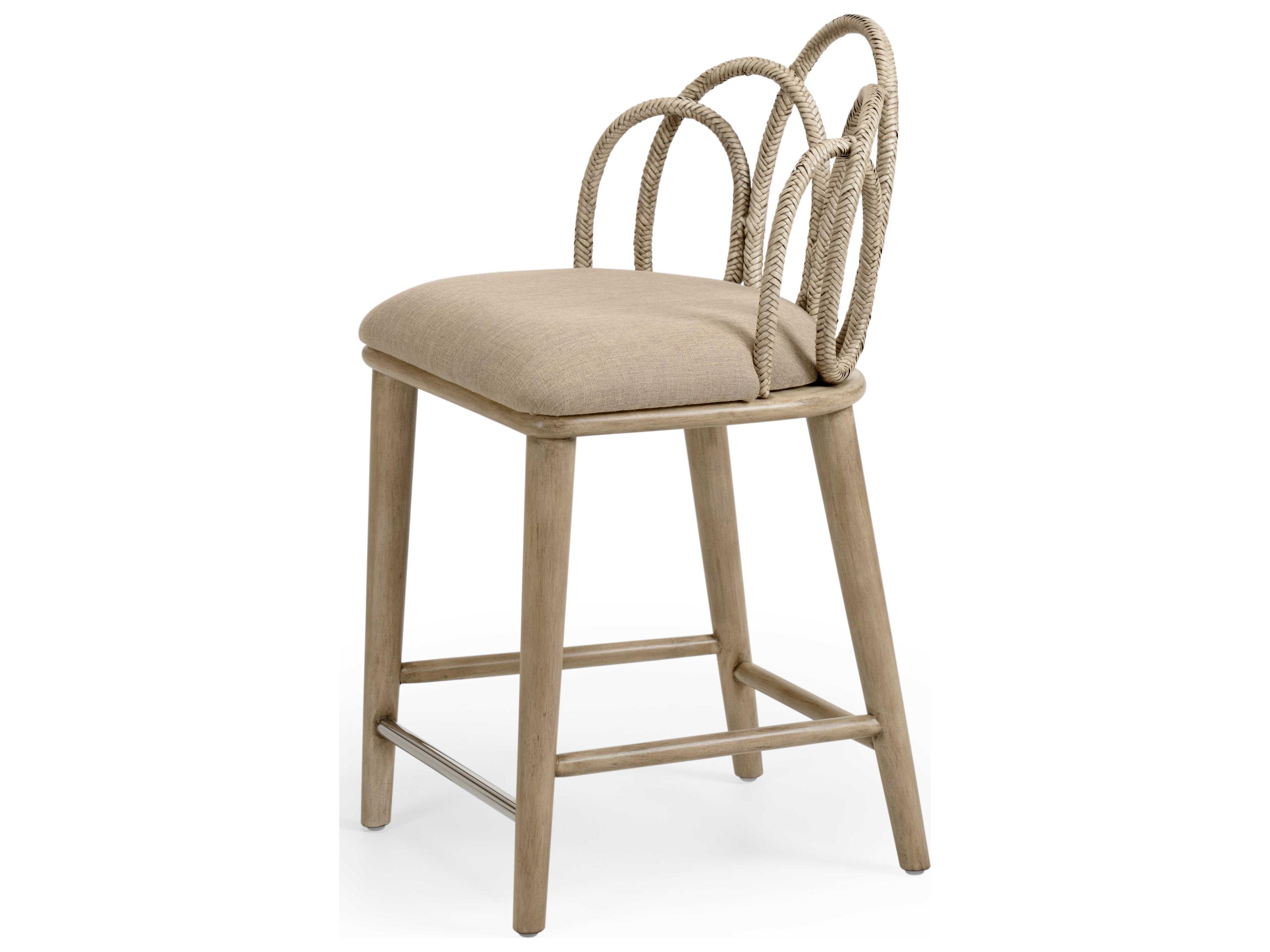 Wildwood Zoe Upholstered Rattan Light Taupe Counter Stool