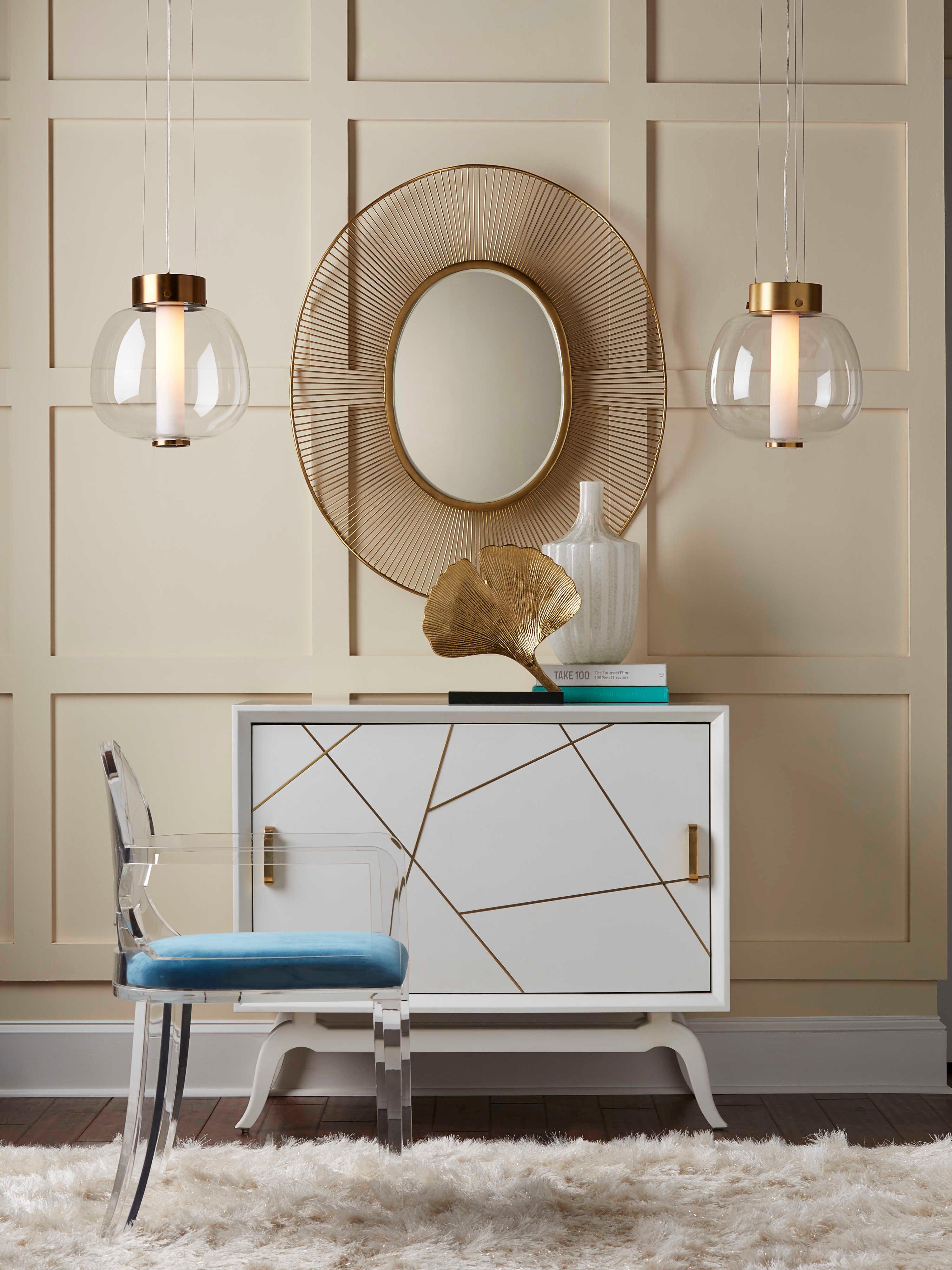 Wildwood Sinatra Solid Wood White Blue Gold Bar Cabinet