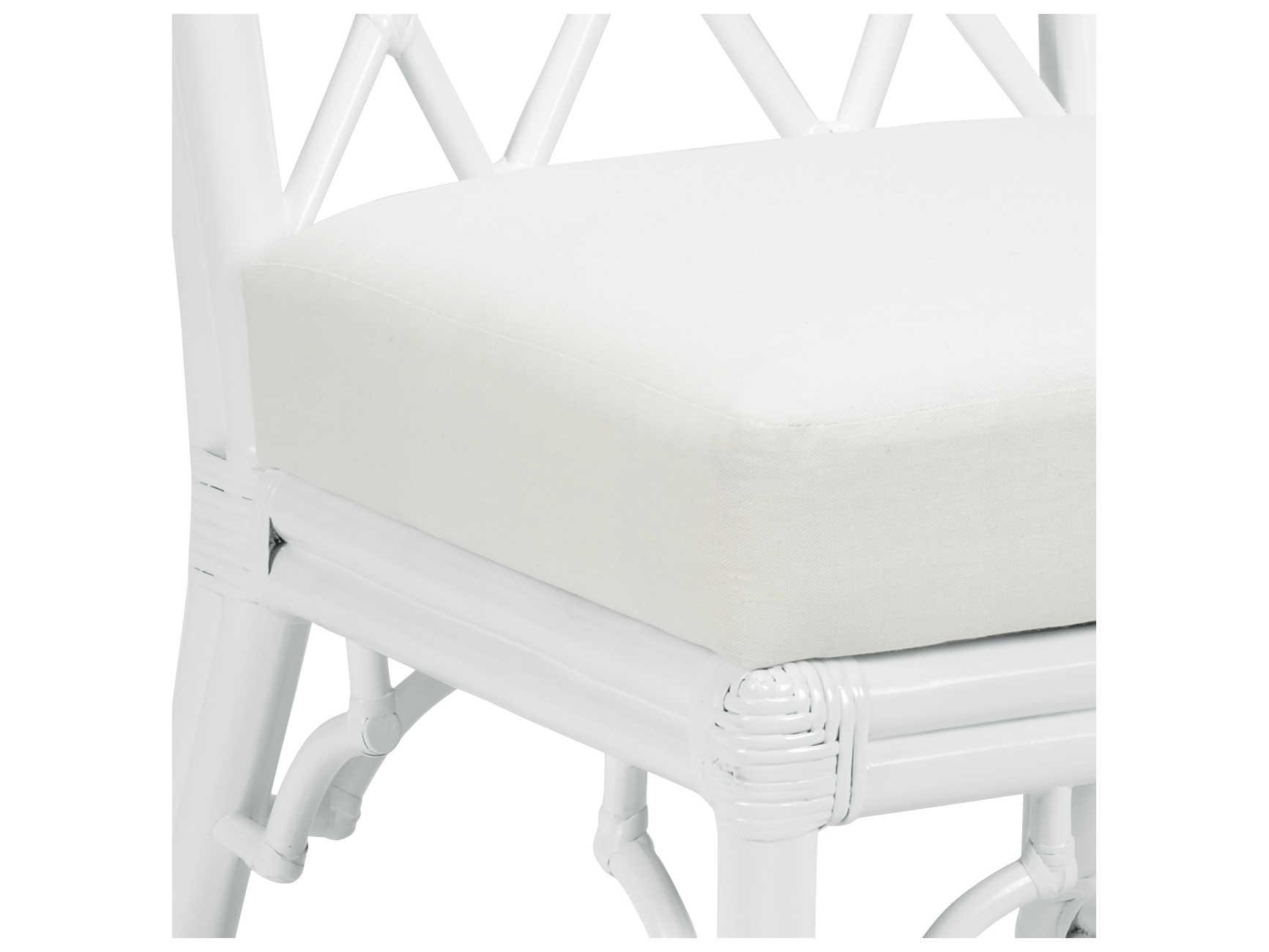 Wildwood Wild Palm Rattan White Upholstered Side Dining Chair