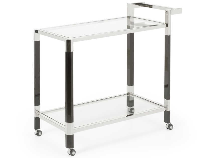 Wildwood Boulevardier Glass Silver Polished Nickel Black Bar Cart