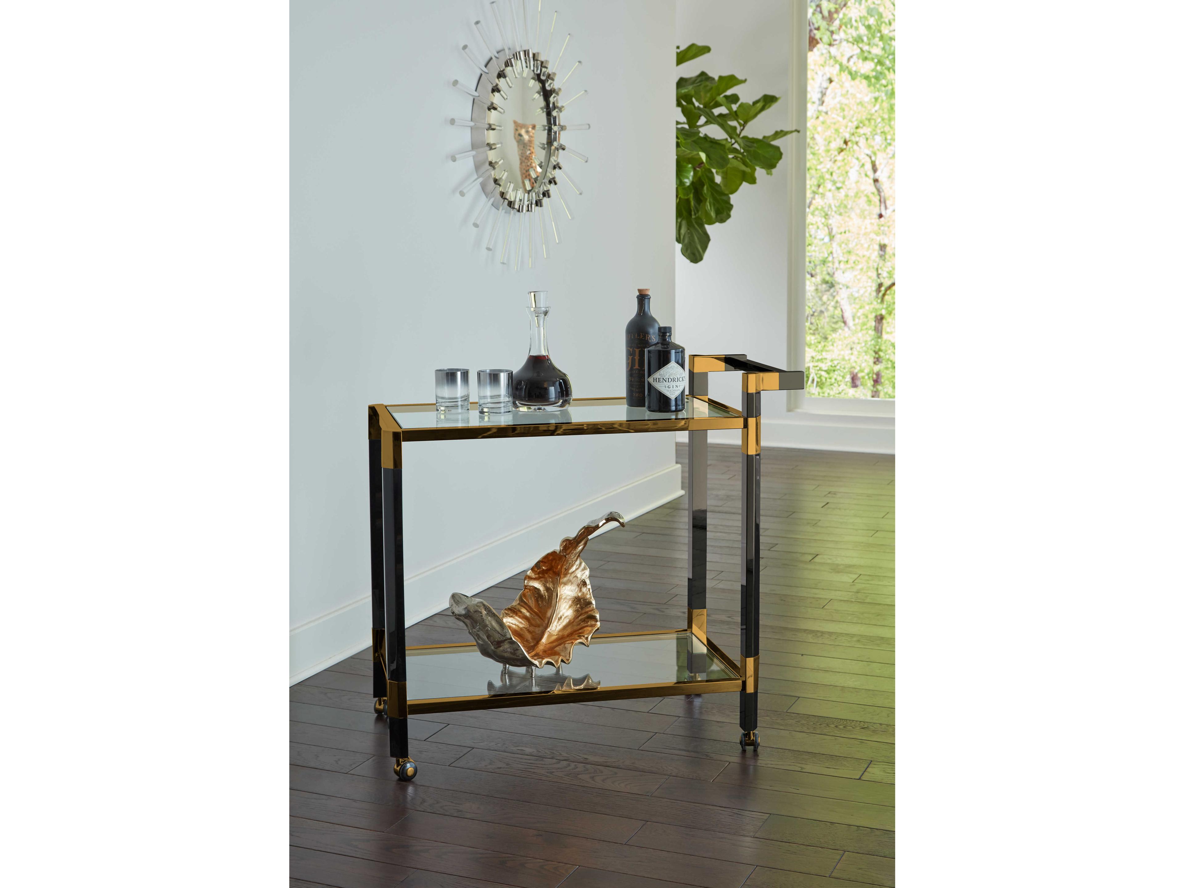 Wildwood Boulevardier Glass Clear Gold Black Bar Cart