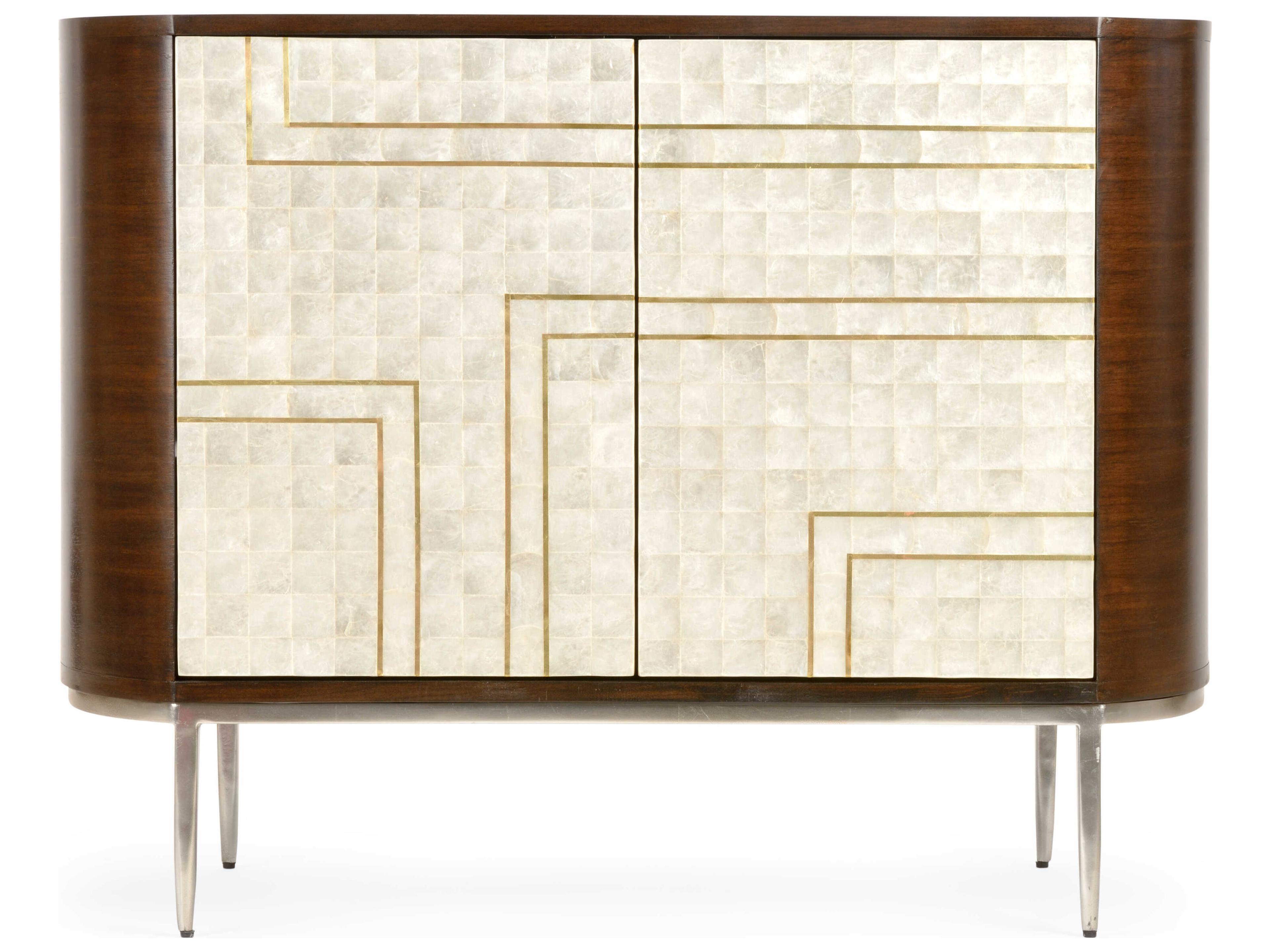 Wildwood Shelldon Brown Mahogany Wood White Capiz Bar Cabinet