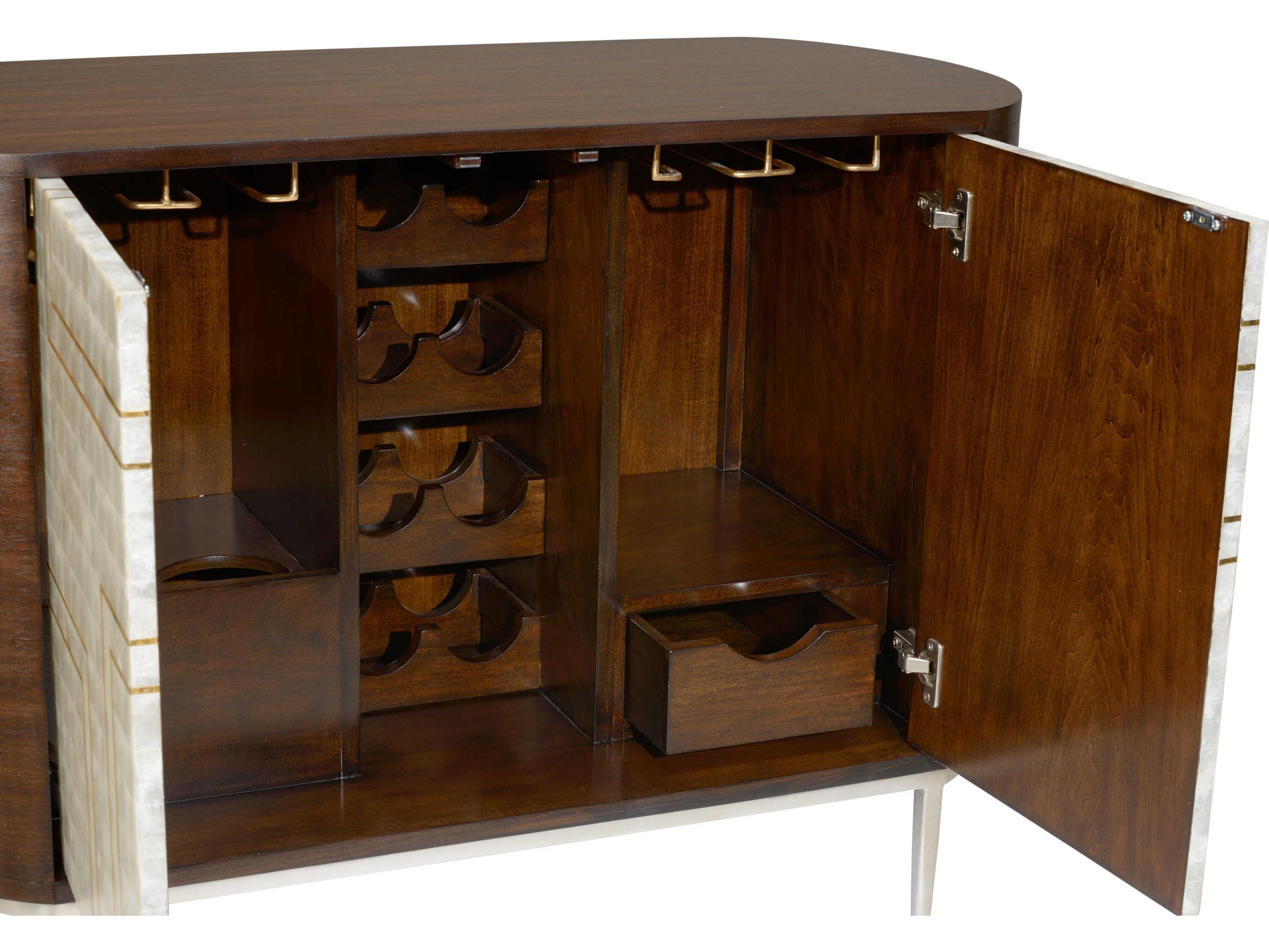 Wildwood Shelldon Brown Mahogany Wood White Capiz Bar Cabinet