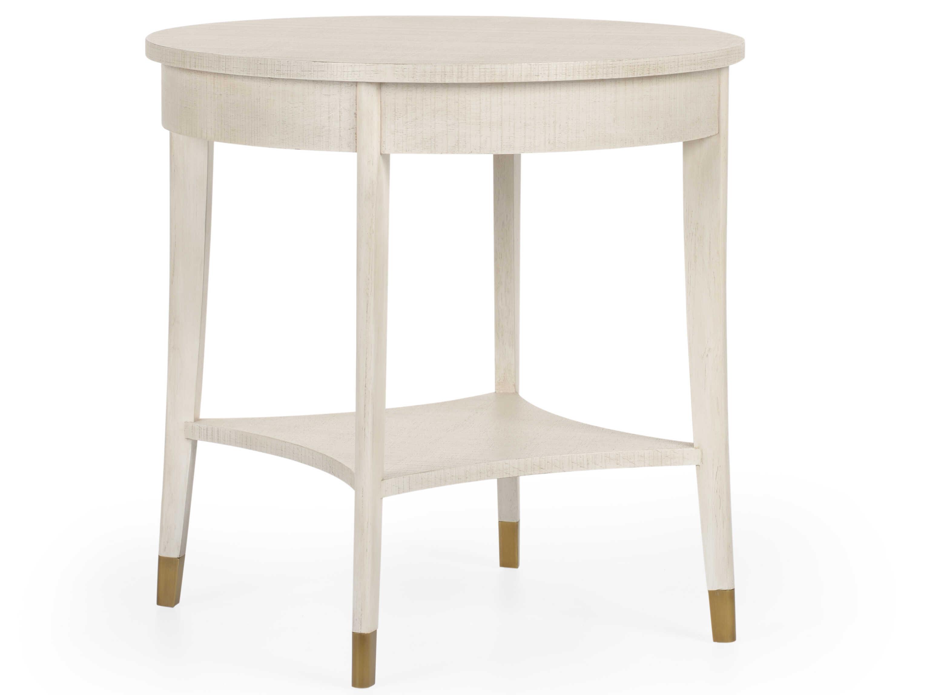 Wildwood Oaklee Round Wood Hand Finished Cerused Oak End Table