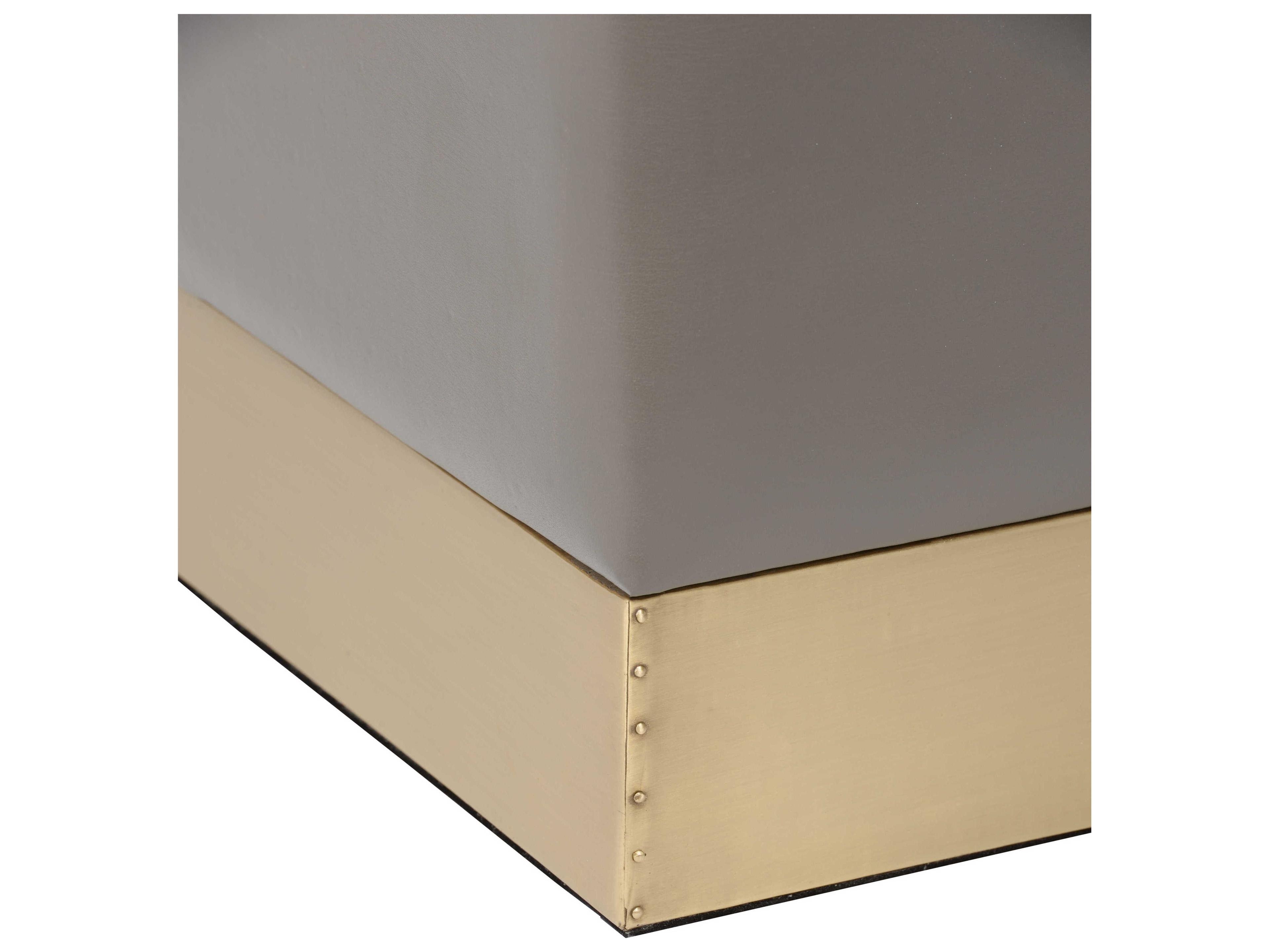 Wildwood Dorian Gray Antique Brass Leather Accent Stool