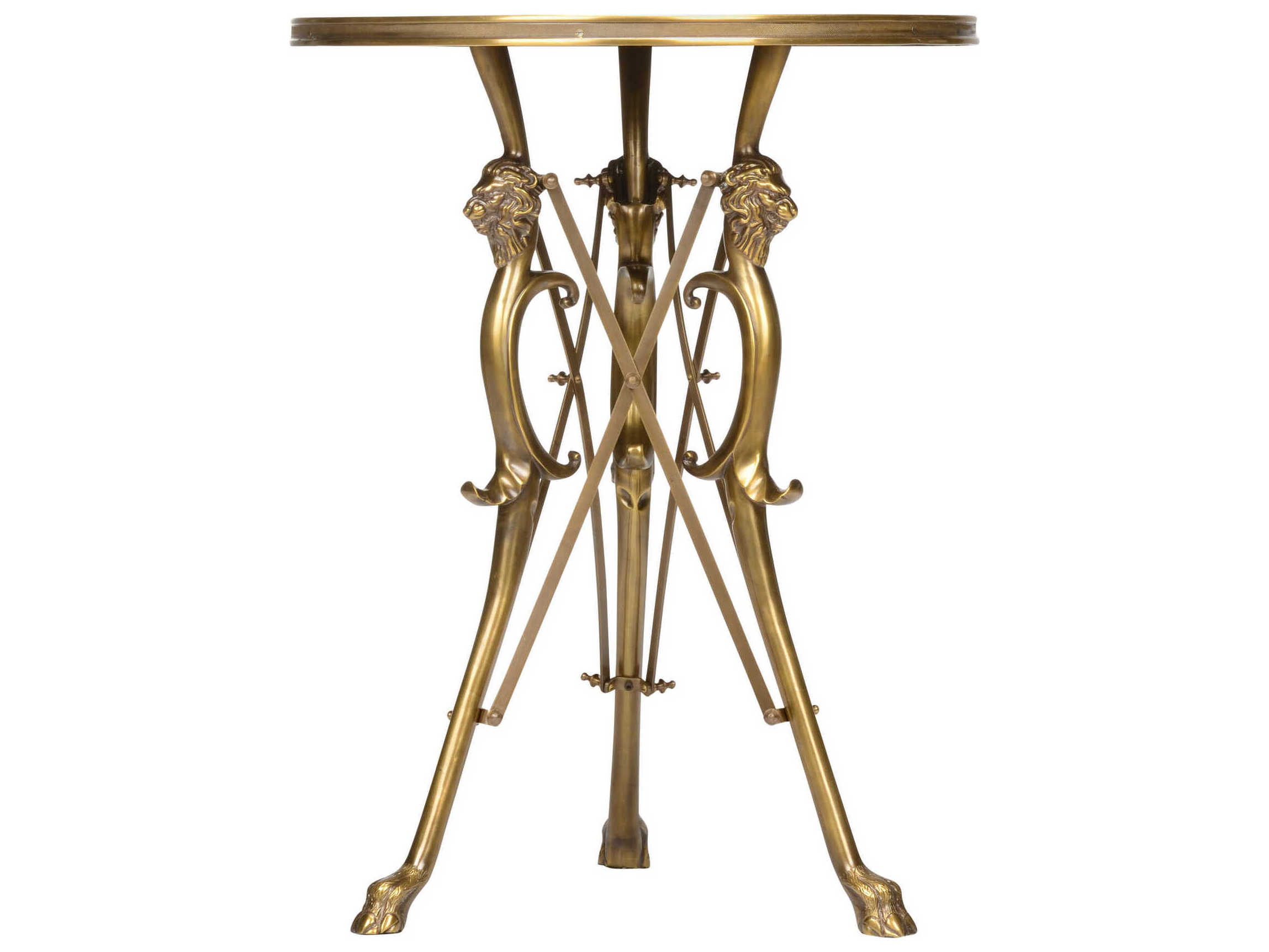 Wildwood Lion In The Library Round Glass Gold End Table