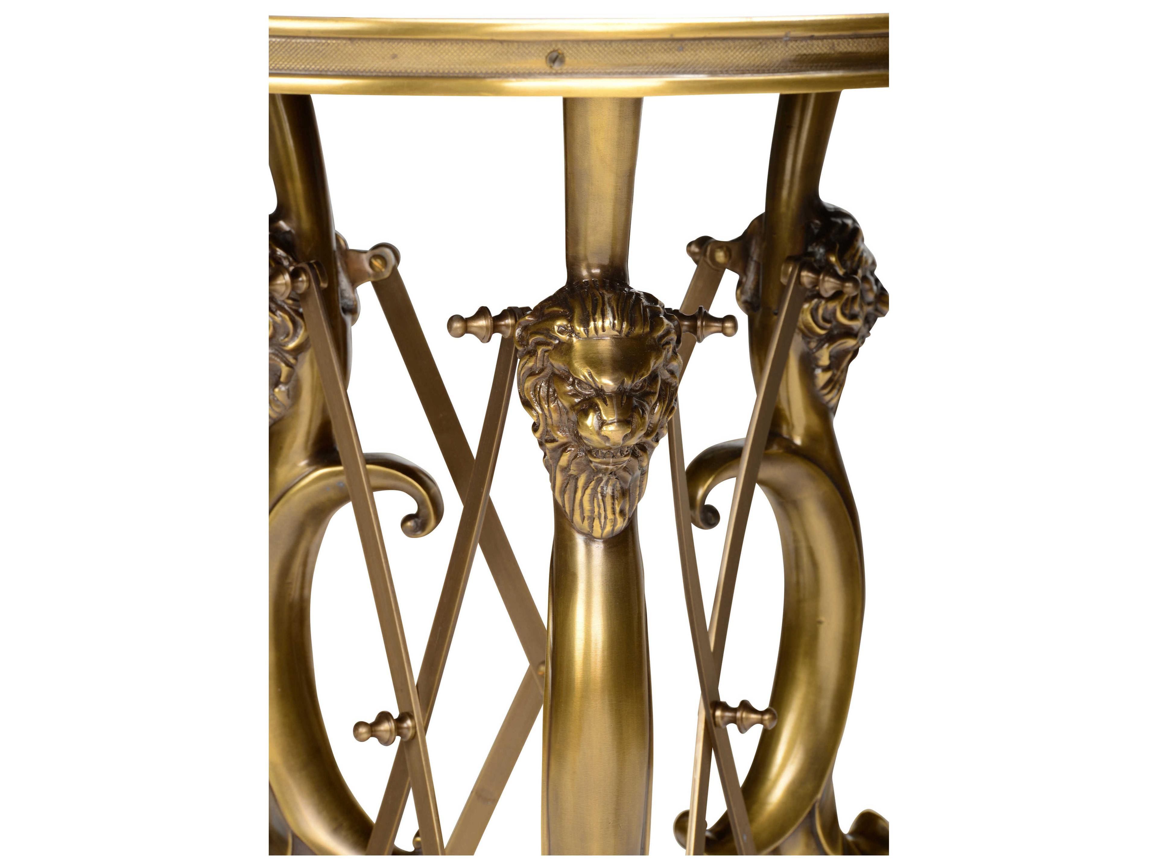 Wildwood Lion In The Library Round Glass Gold End Table