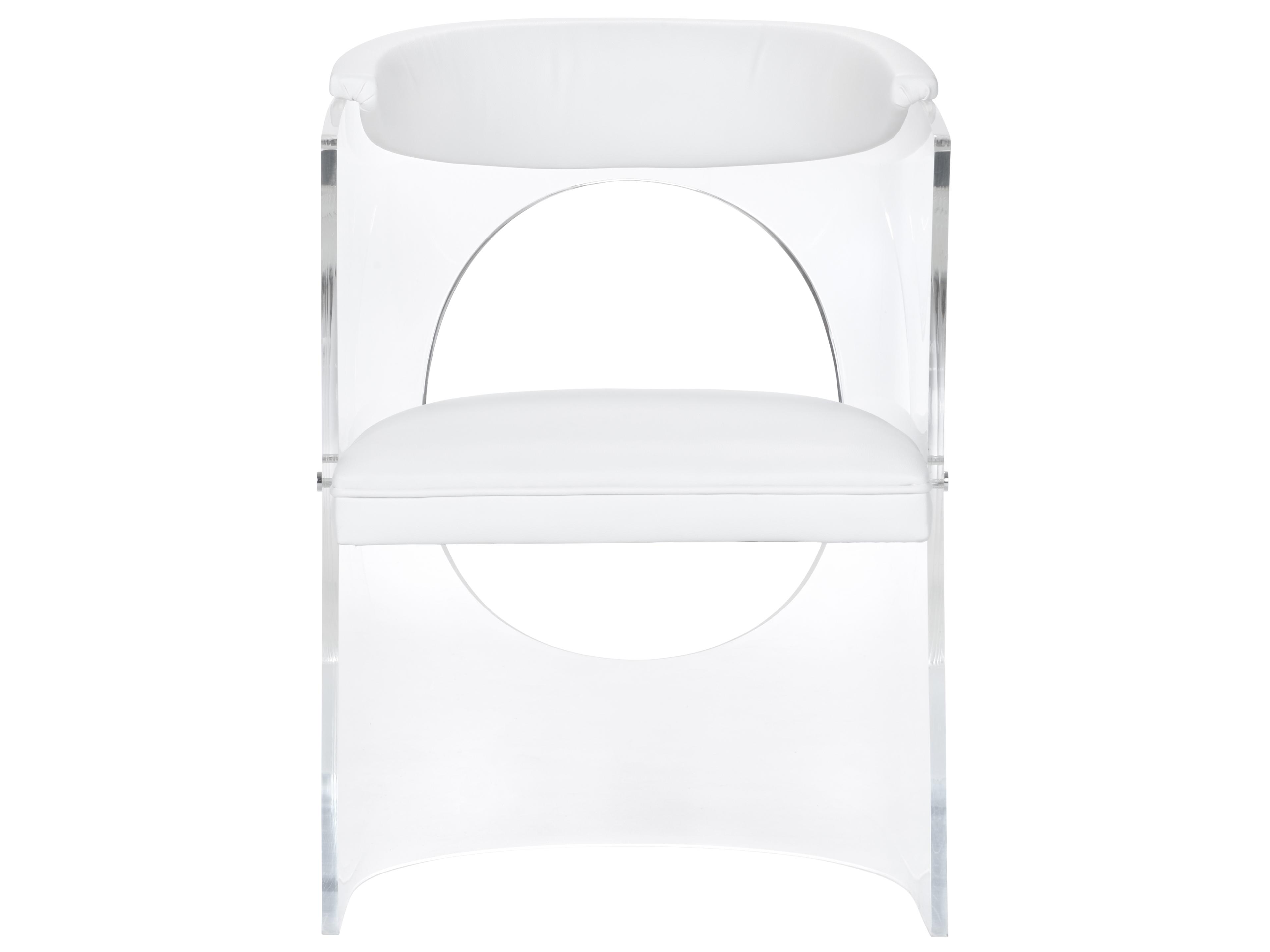 Wildwood Baran Barrel Back Leather White Upholstered Arm Dining Chair