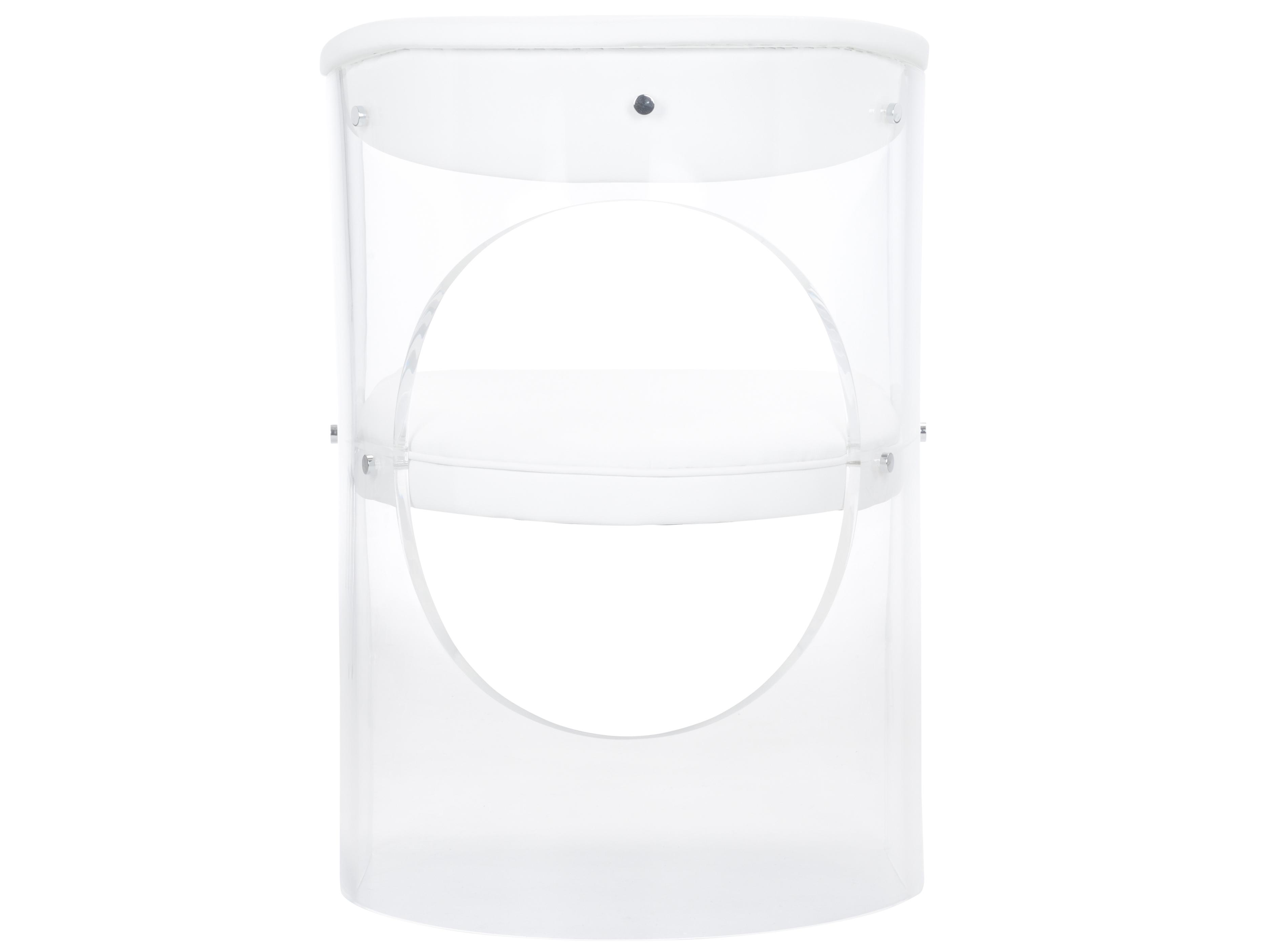 Wildwood Baran Barrel Back Leather White Upholstered Arm Dining Chair