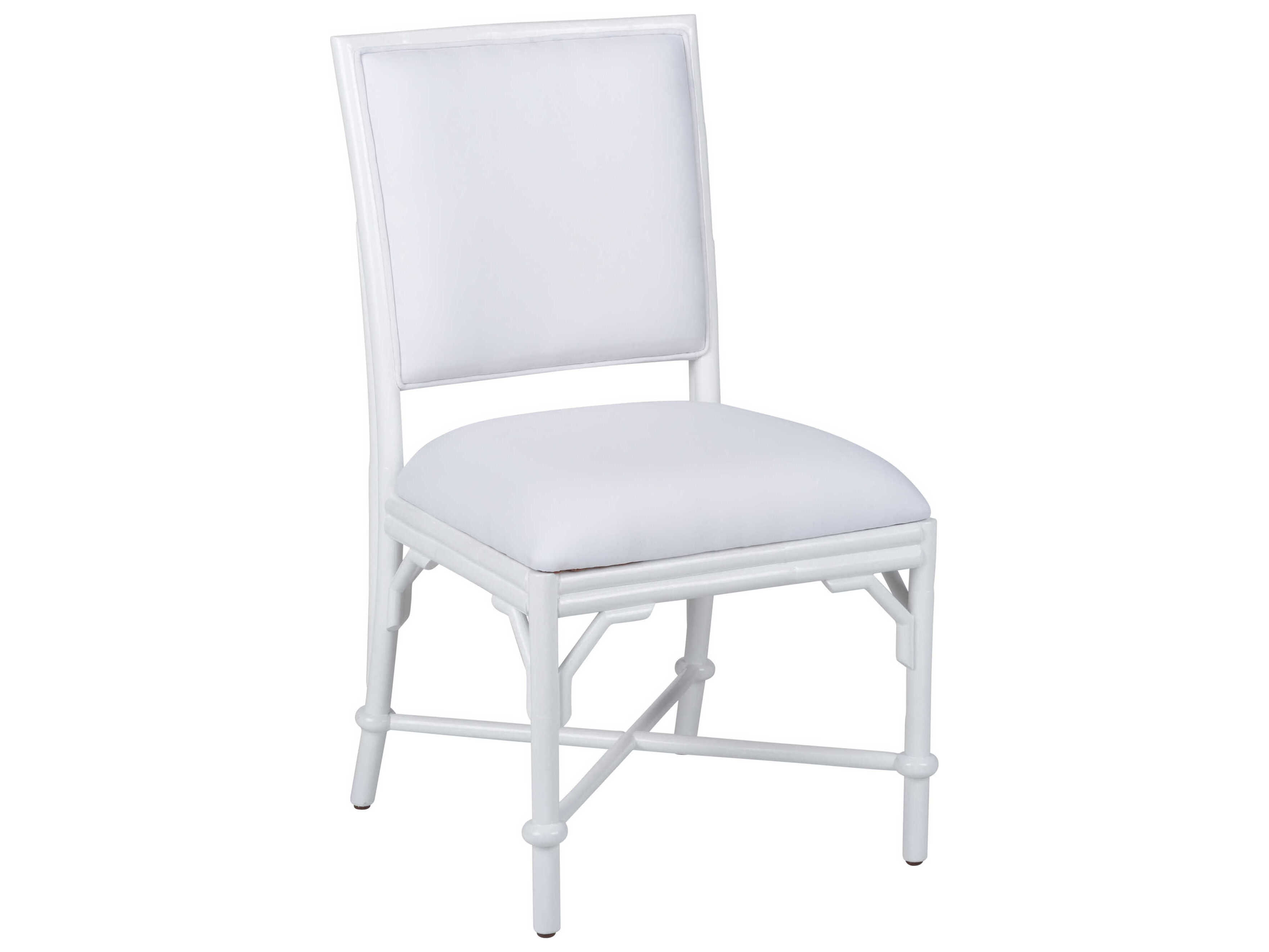 Wildwood Ella Fabric Rattan White Upholstered Side Dining Chair