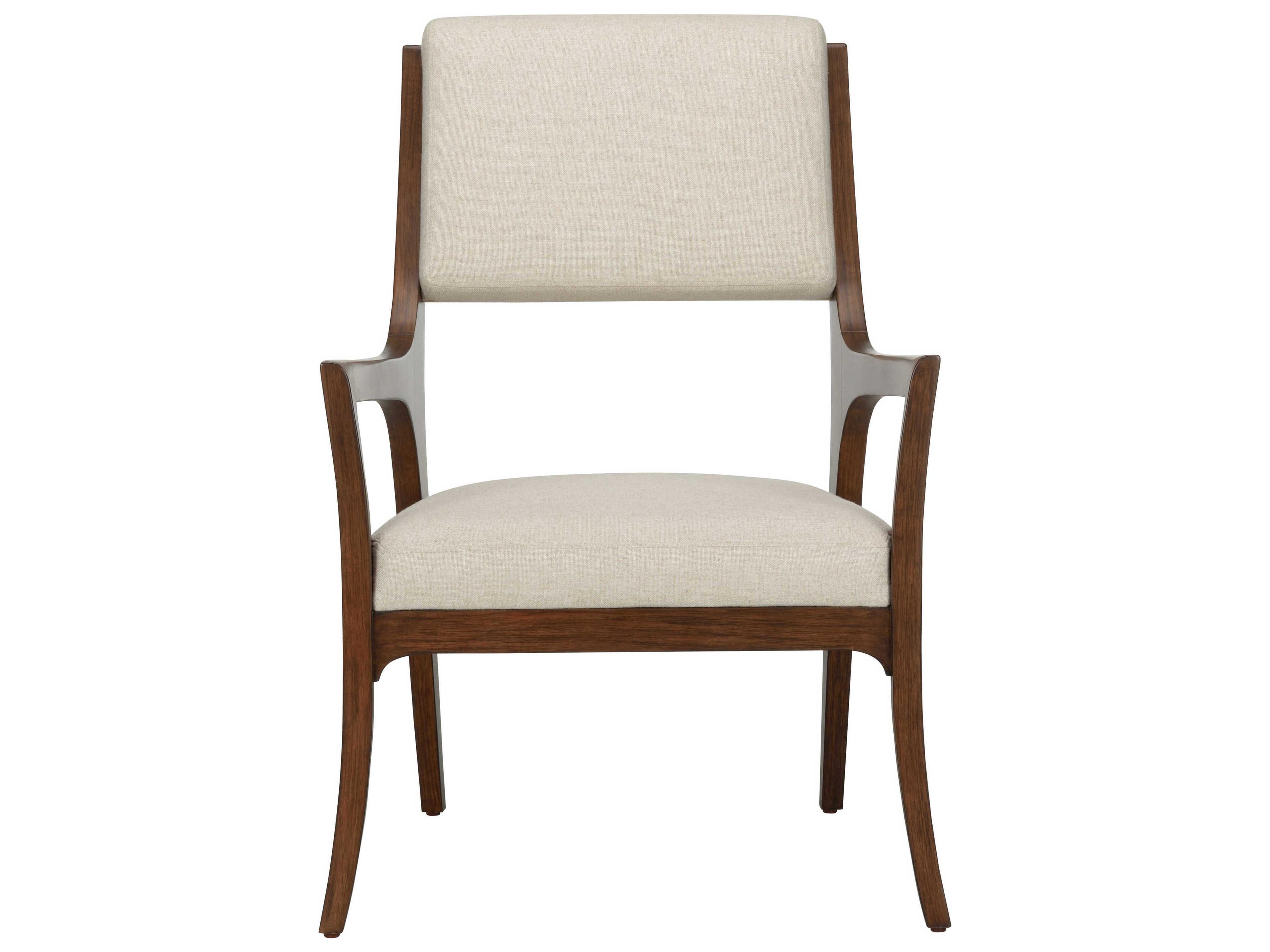 Wildwood Eichler Rubberwood White Upholstered Arm Dining Chair