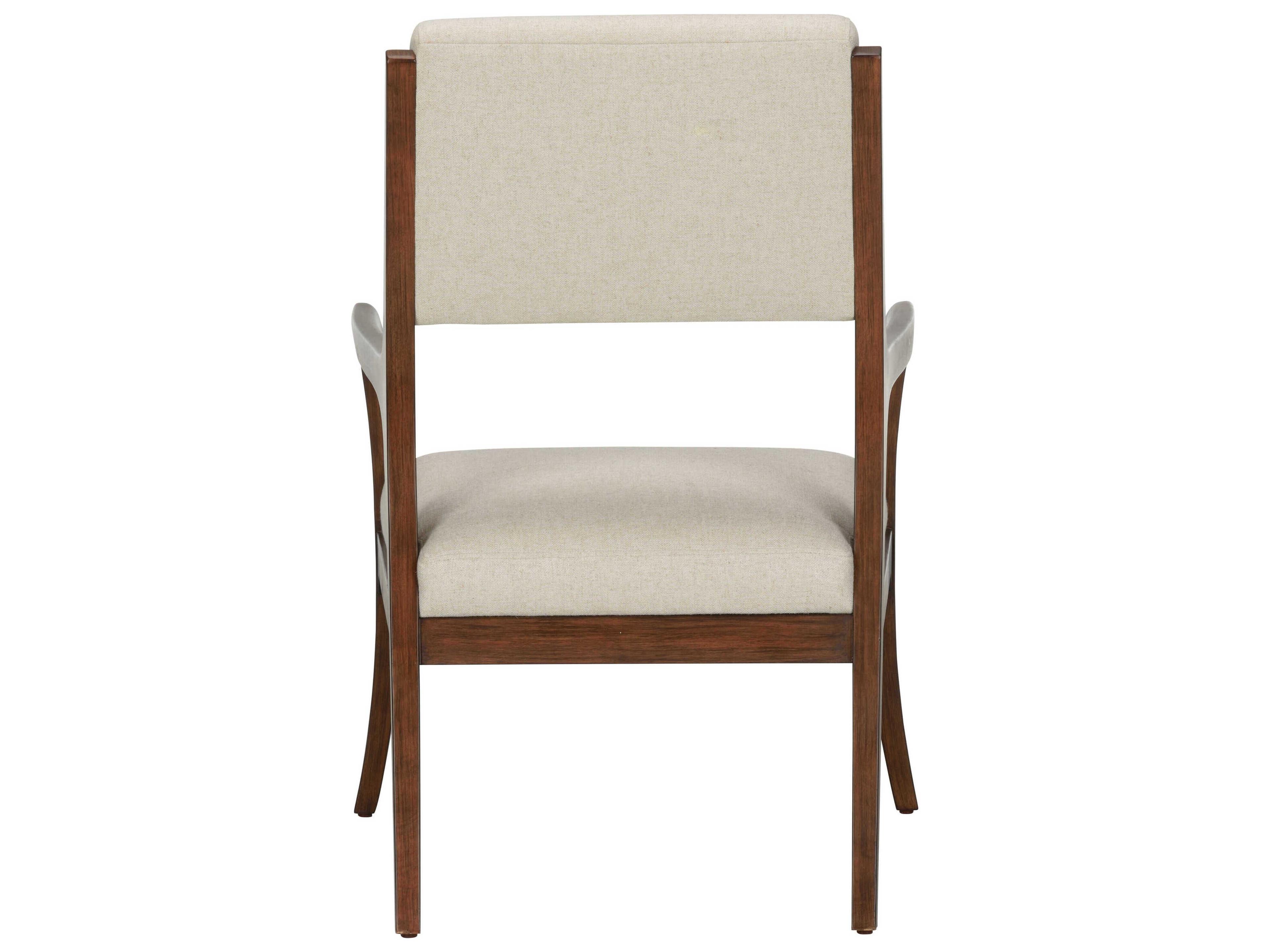 Wildwood Eichler Rubberwood White Upholstered Arm Dining Chair