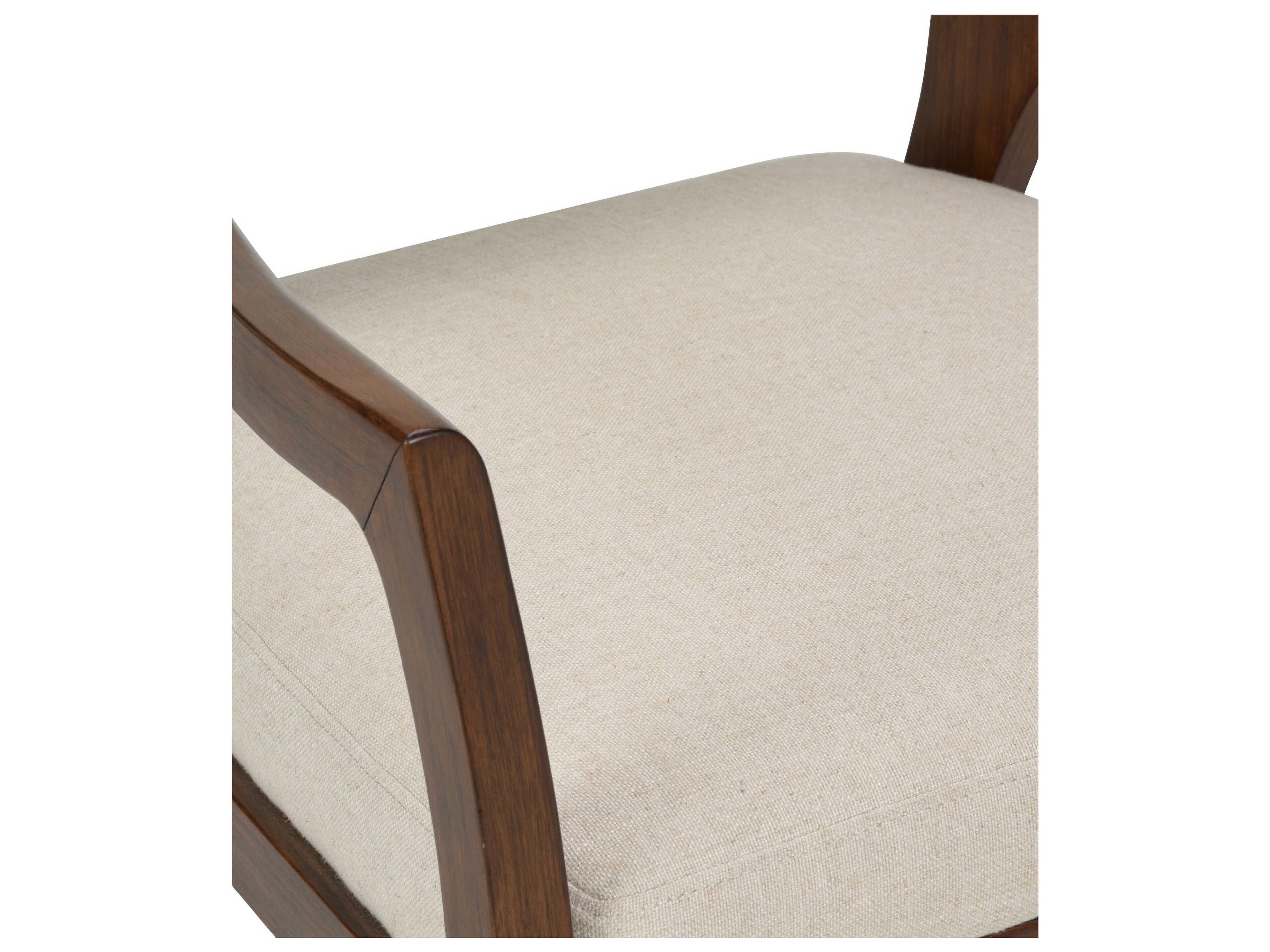 Wildwood Eichler Rubberwood White Upholstered Arm Dining Chair