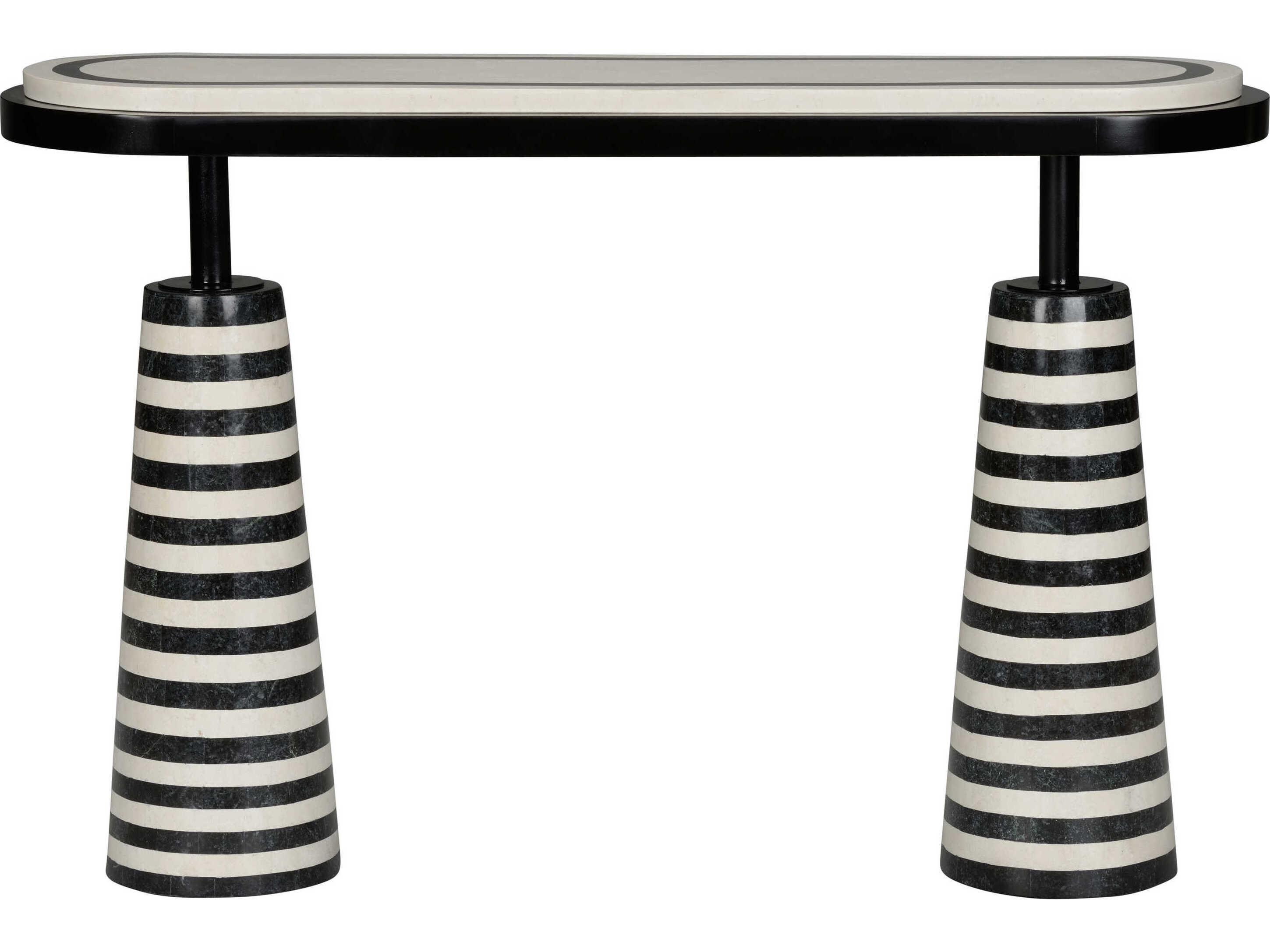 Wildwood Memphis Milano Oval Natural Black White Console Table