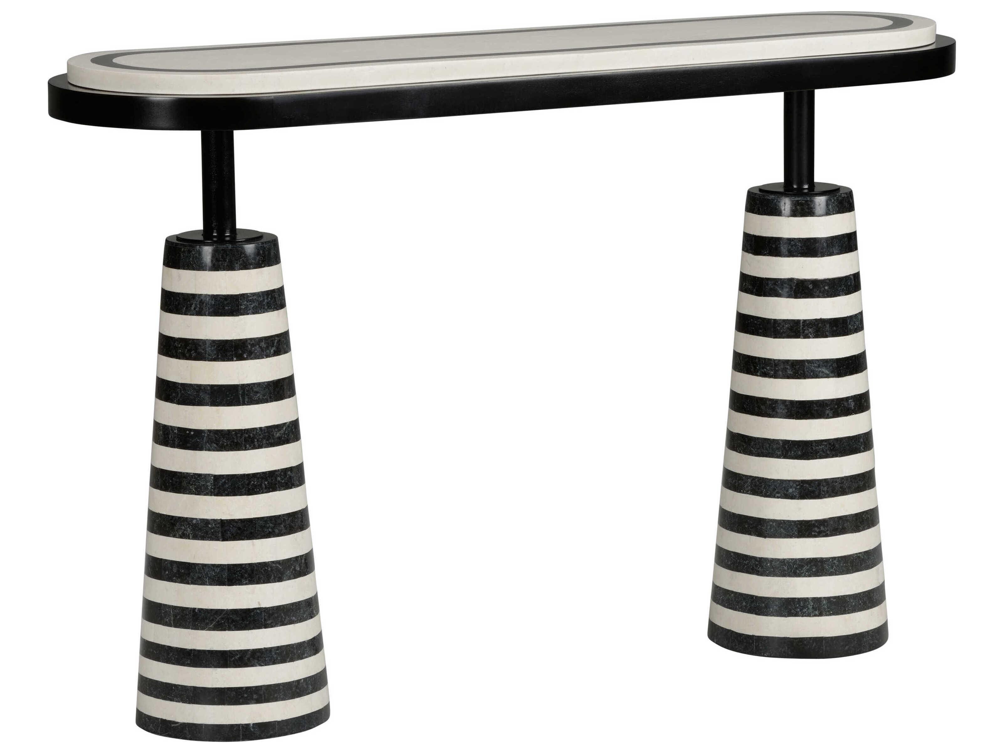 Wildwood Memphis Milano Oval Natural Black White Console Table