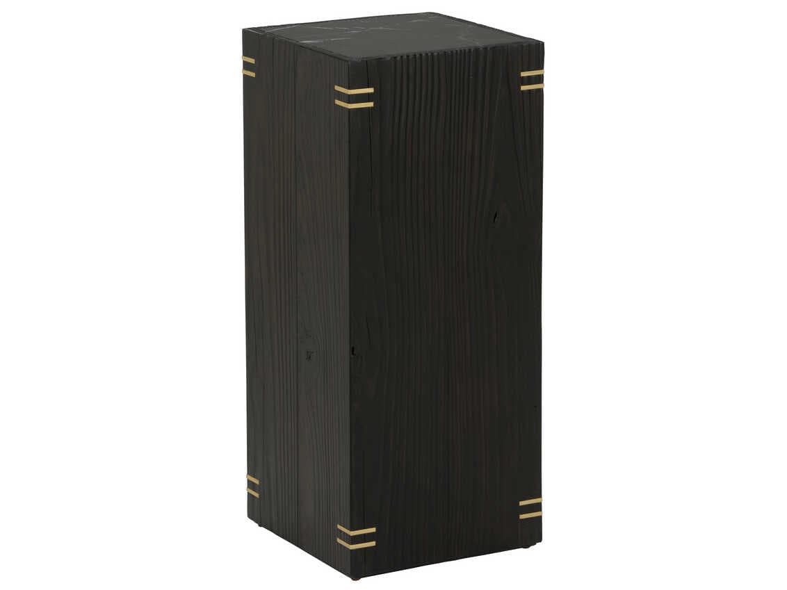 Wildwood Shiga Shou Sugi Ban Square Natural Black Antique Brass End Table