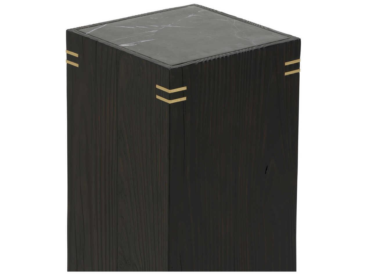 Wildwood Shiga Shou Sugi Ban Square Natural Black Antique Brass End Table