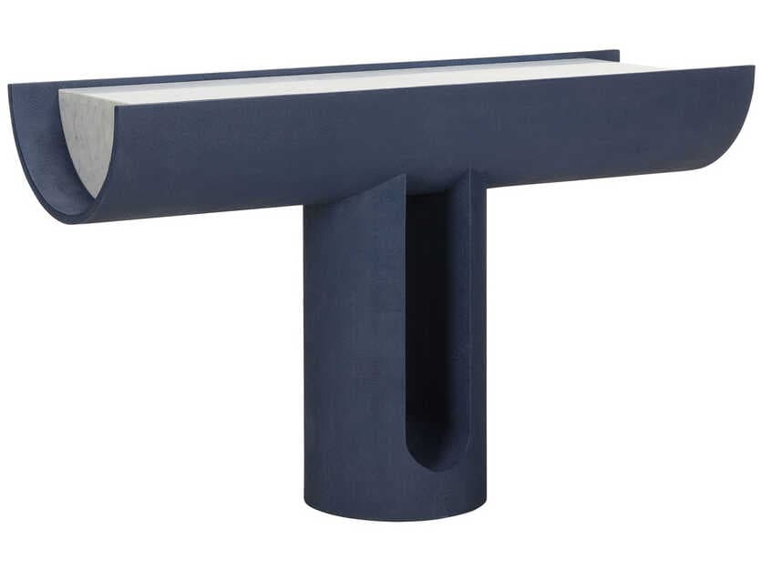 Wildwood Royal Rectangular Marble Blue Natural White Carrera Console Table