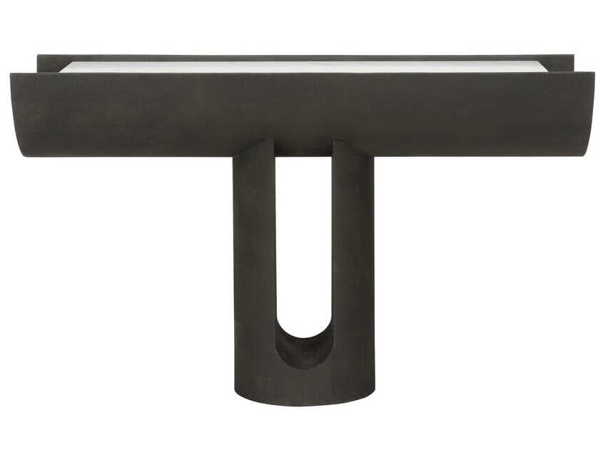 Wildwood Iron Ore Rectangular Marble Iron Ore Natural White Carrera Console Table