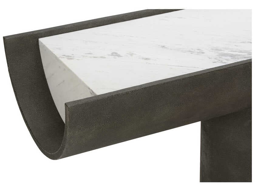 Wildwood Iron Ore Rectangular Marble Iron Ore Natural White Carrera Console Table