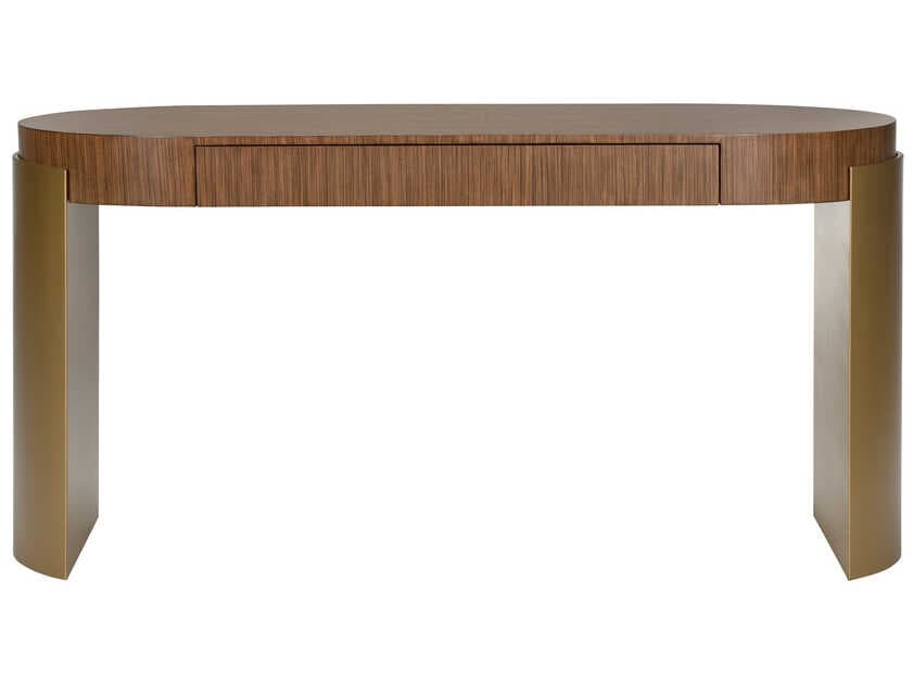 Wildwood Zebrano Zebrano Veneer Antique Brass Brown Computer Desk