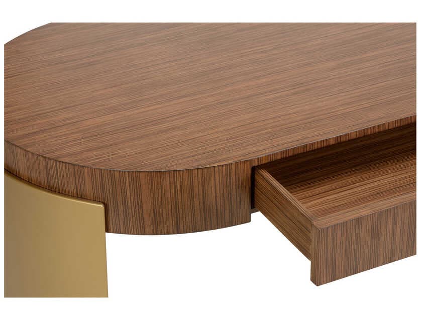 Wildwood Zebrano Zebrano Veneer Antique Brass Brown Computer Desk