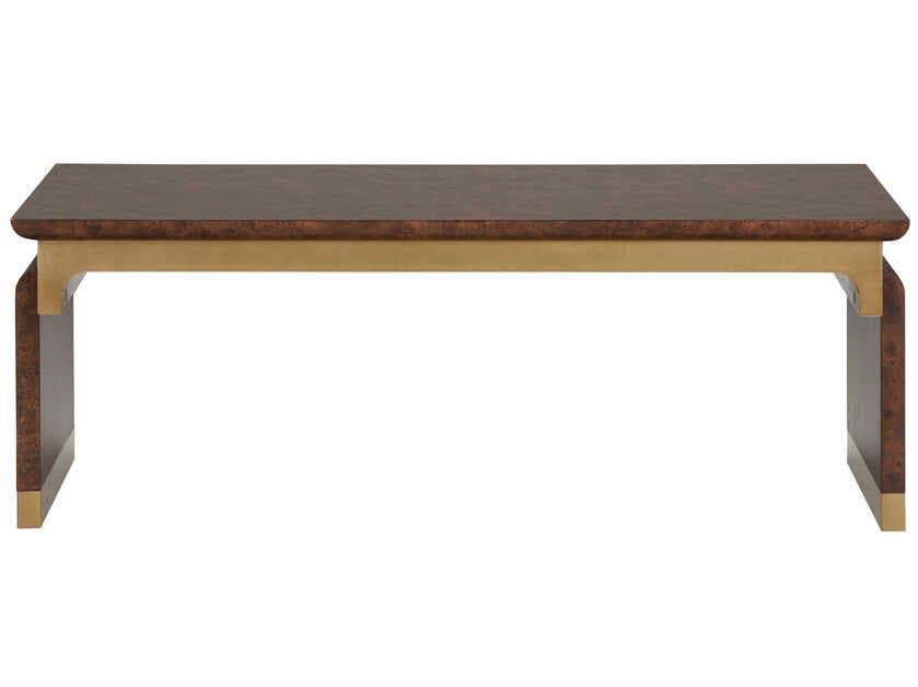 Wildwood Gion Rectangular Wood Mappa Burl Gold Coffee Table