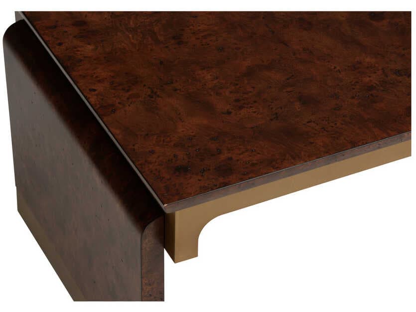 Wildwood Gion Rectangular Wood Mappa Burl Gold Coffee Table
