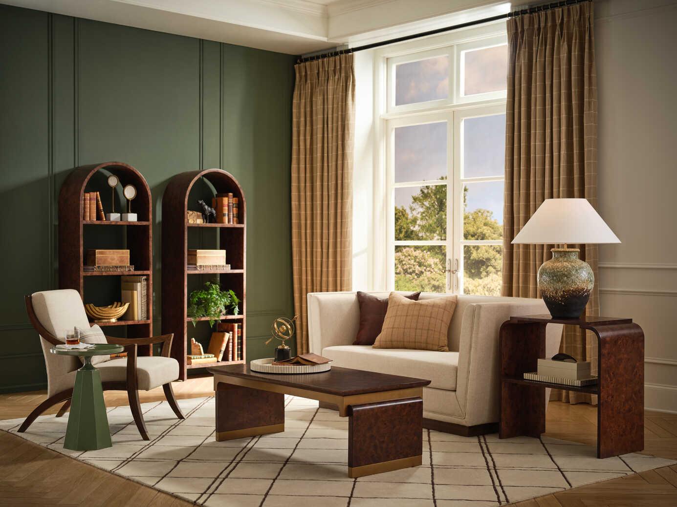 Wildwood Gion Rectangular Wood Mappa Burl Gold Coffee Table