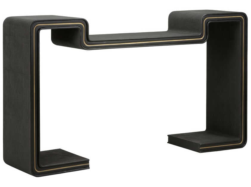 Wildwood Ottawa Rectangular Wood Black Gold Console Table