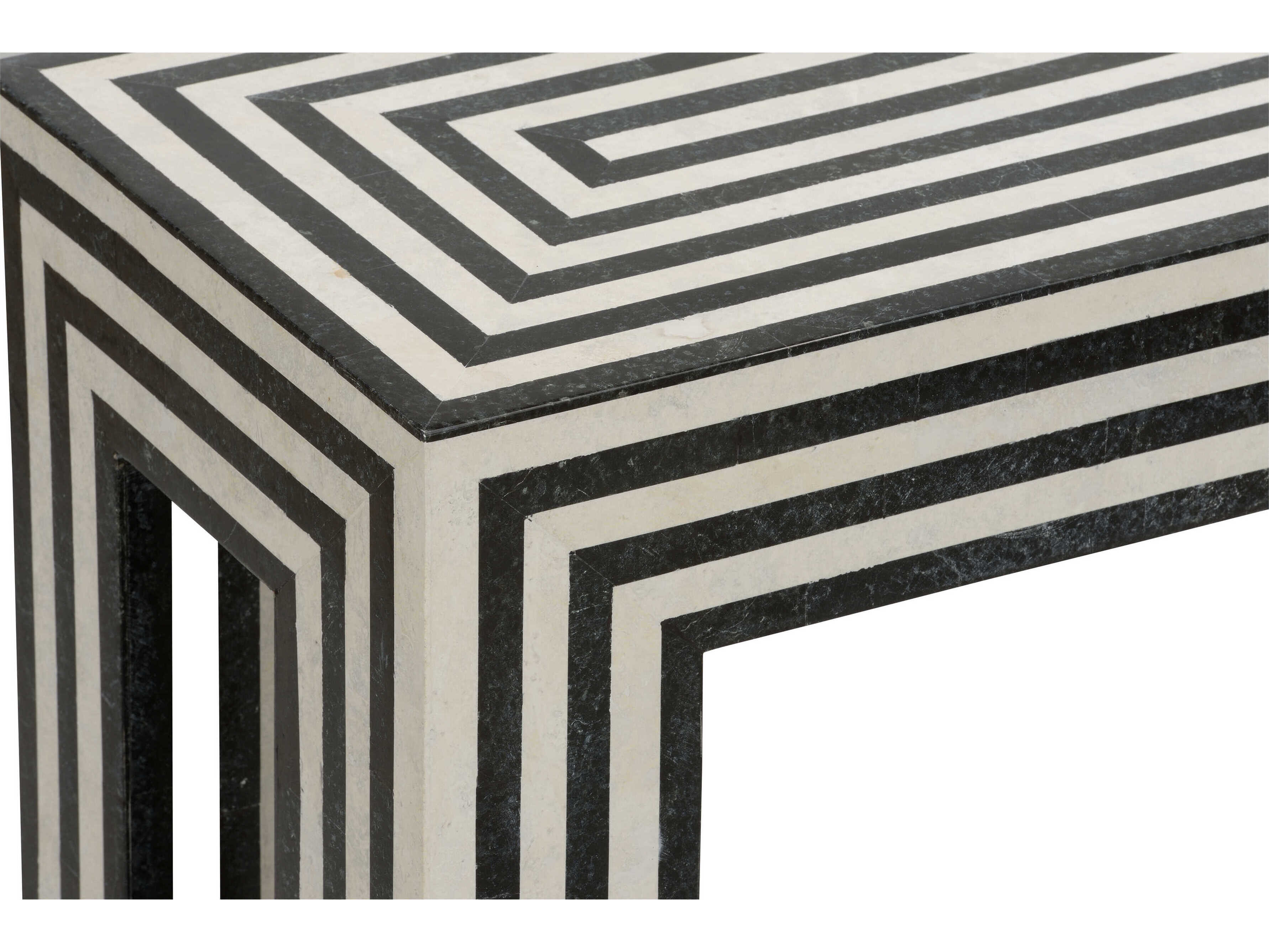 Wildwood Positano Rectangular Stone Natural Black White Console Table