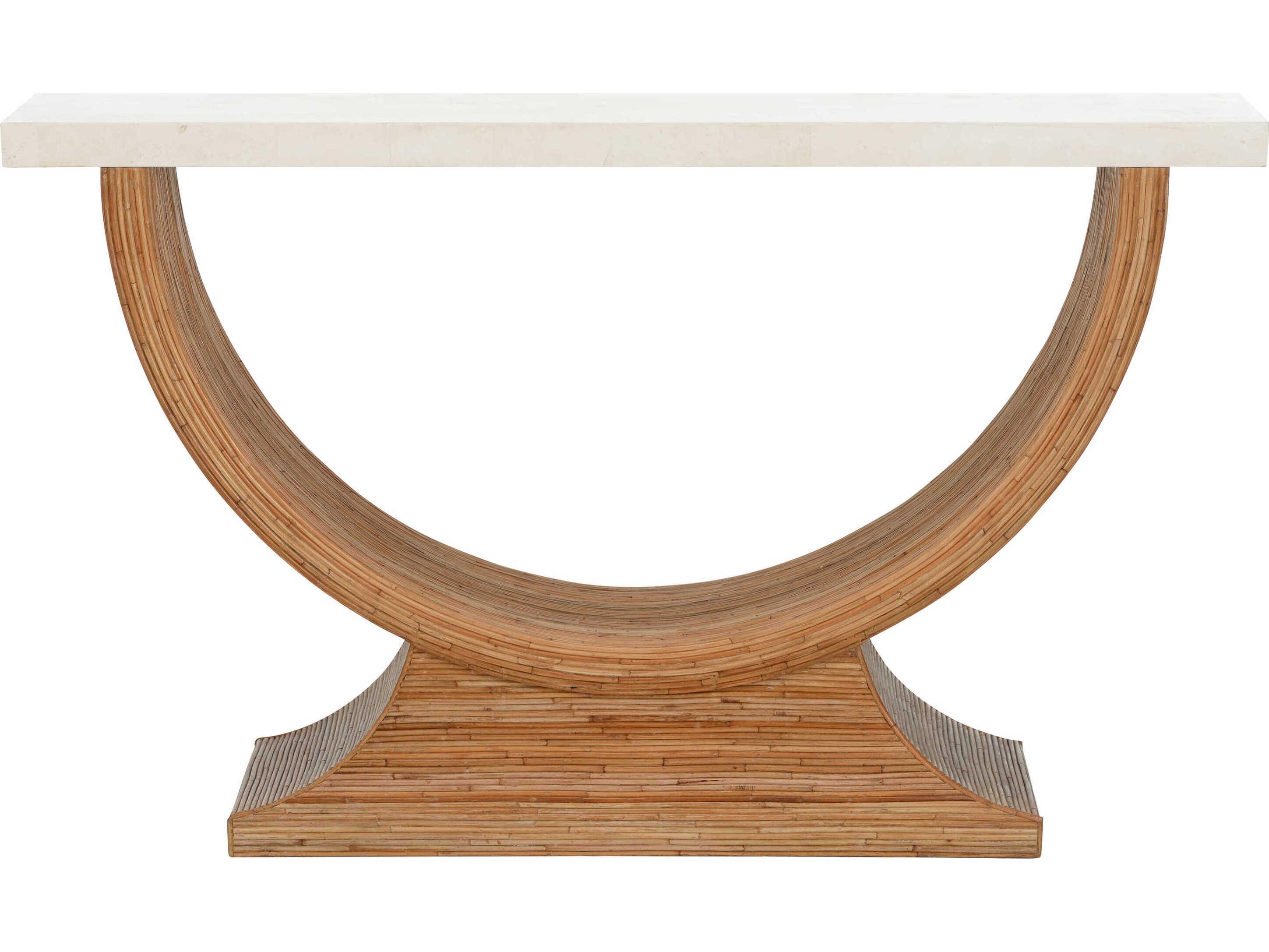 Wildwood Bay Rectangular Stone Brown Natural White Console Table